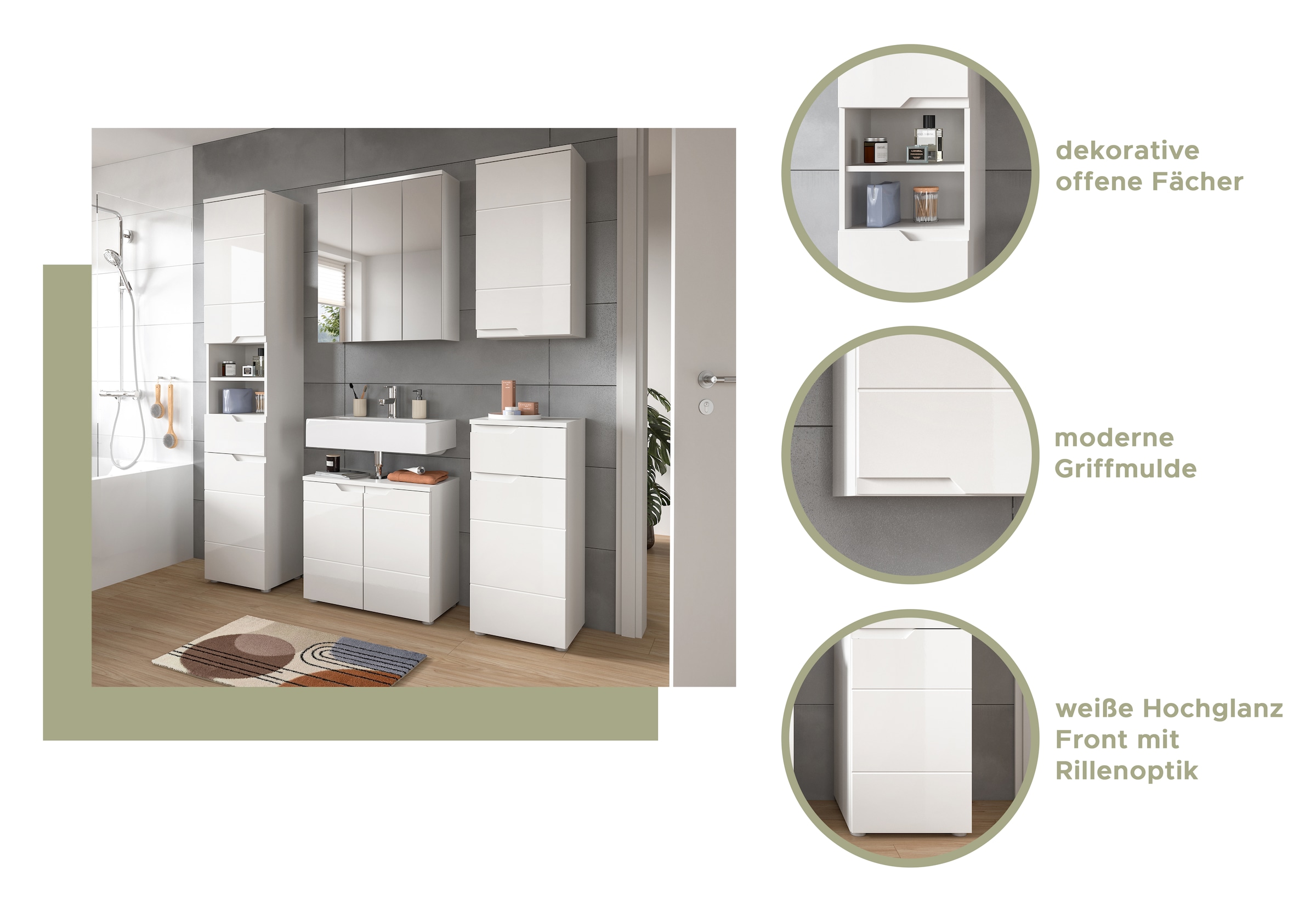INOSIGN Hängeschrank »CAPRI, Höhe 73 cm, 1 Tür mit Soft-Close-Funktion, 1 Einlegeboden«, Badschrank, Schrank, Badhängeschrank