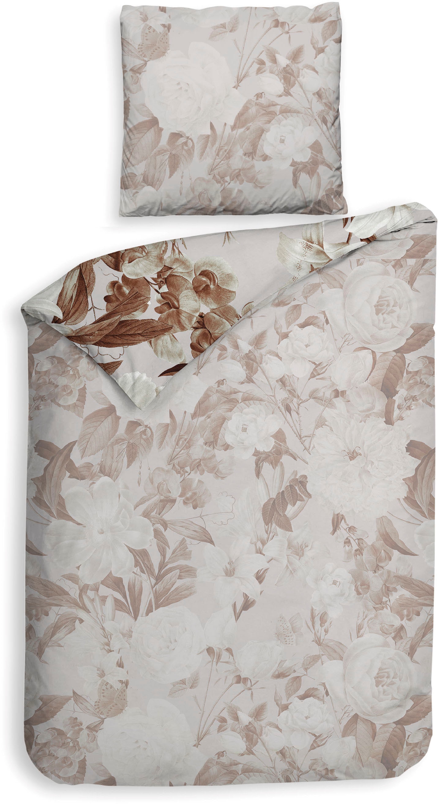 Heckett & Lane Bettwäsche »Danna« 2 Stk. tlg. Blumen Muster, hochwertiges Mako-Satin, Bettwäsche ab 135x200 cm.