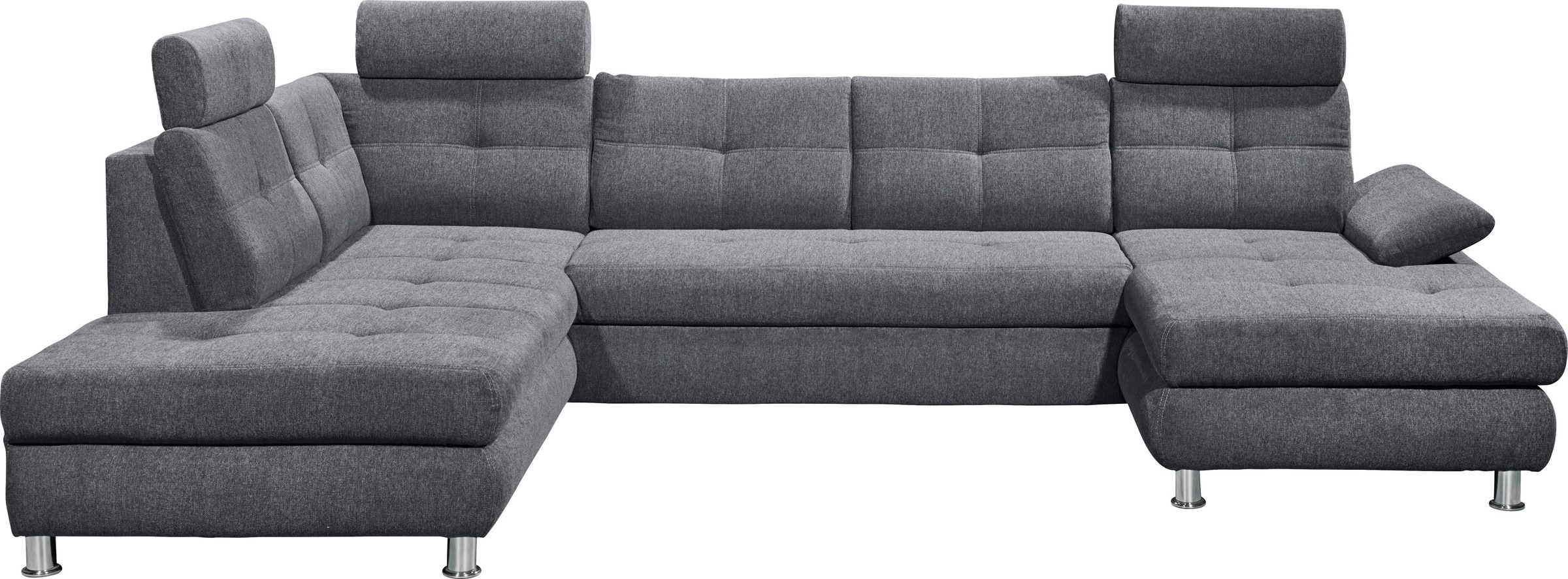 ED EXCITING DESIGN Wohnlandschaft »Alba U-Form«, mit Bettfunktion, Bettkasten, Armteilverstellung & Kopfstützen