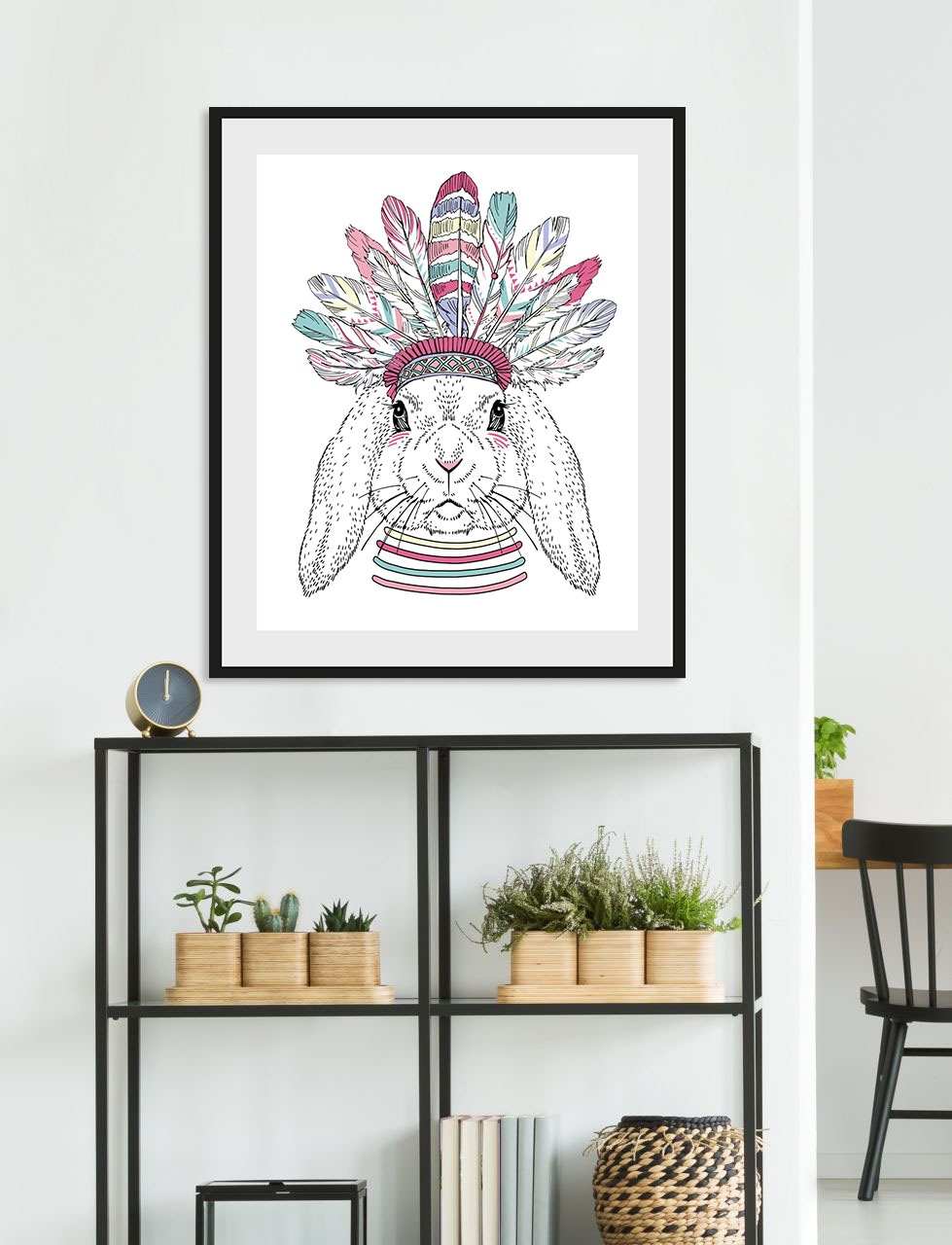 queence Bild »Indiana Bunny« Federn   Hase   Hasen   Haustiere   Kunst 1 St günstig online kaufen