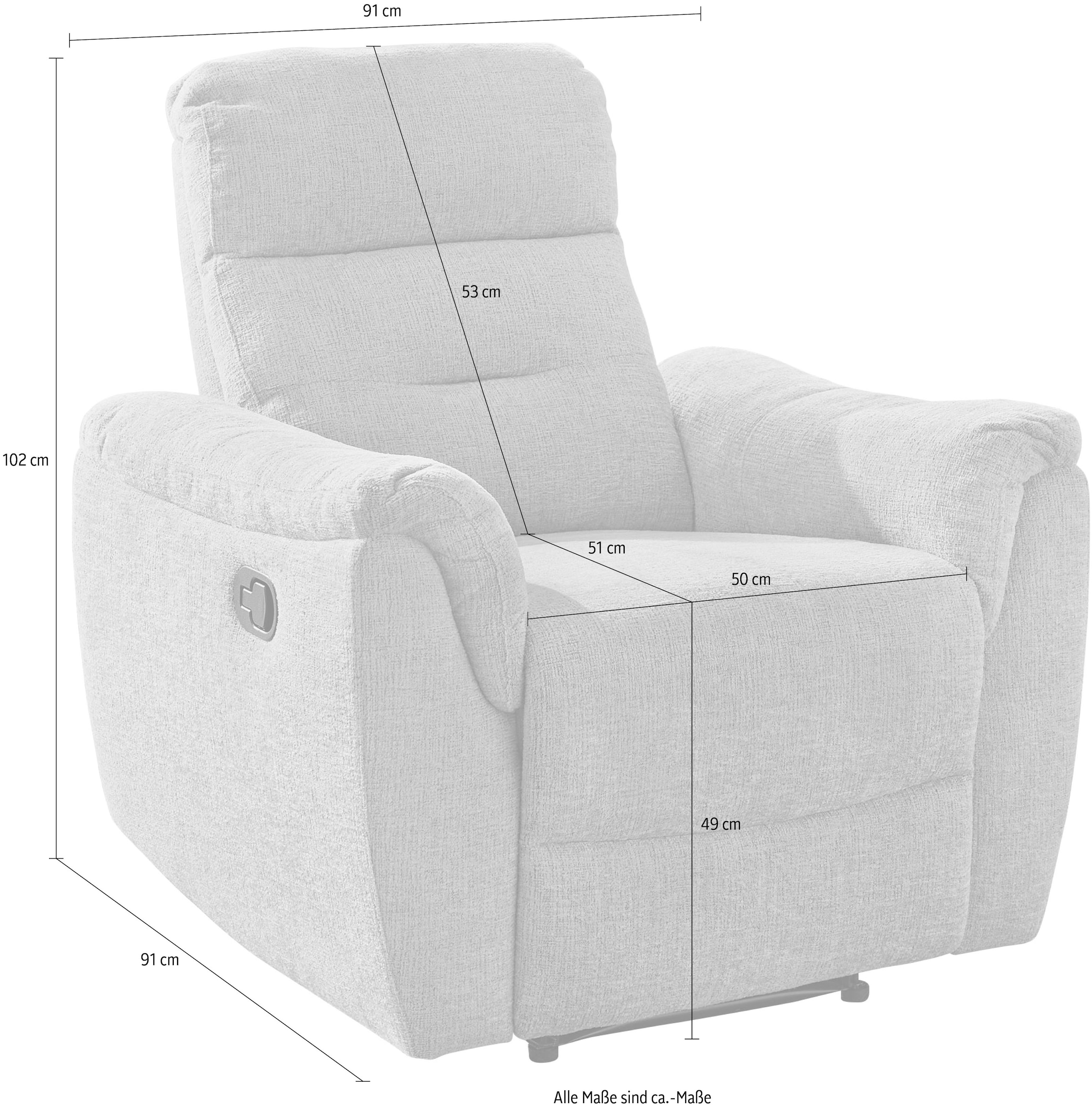 Jockenhöfer Gruppe Sessel »Utah« Liegefunktion durch halbautomatische Relaxfunktion, TFK-Polsterung