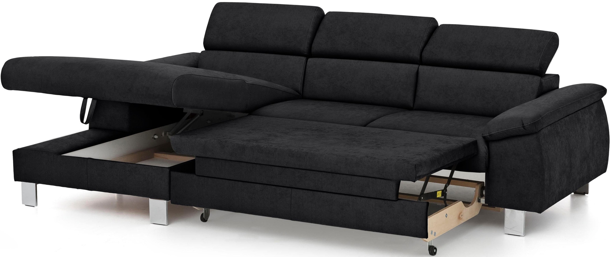 COTTA Ecksofa Komaris, Ecksofa, wahlweise mit RGB-LED-Beleuchtung und Bettfunktion/Bettkasten