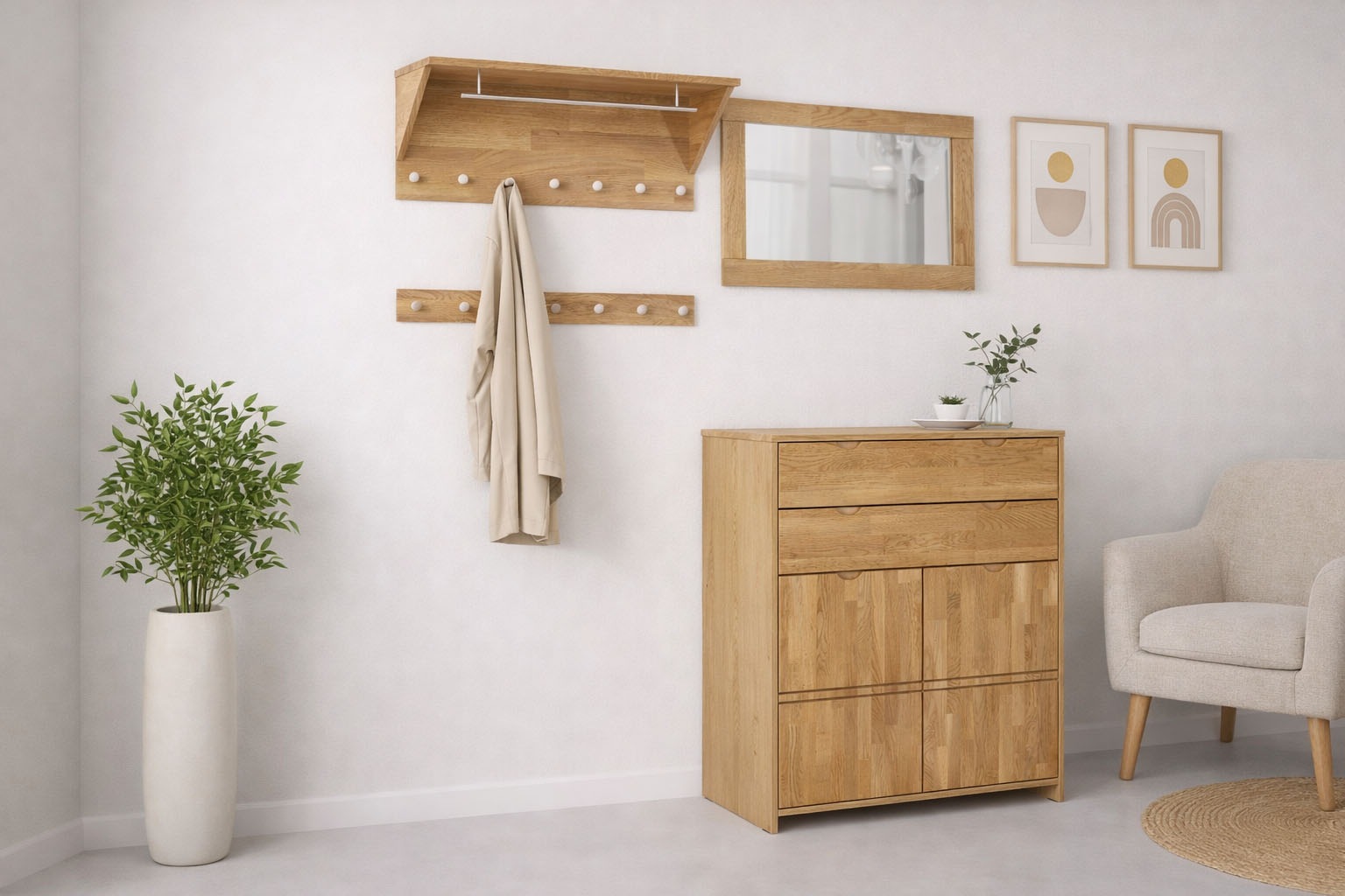 OTTO home Highboard »Maximus: 3 geräumige Fächer, 2 Softclose Schubladen,Hochwertig,Zeitlos« B/T/H: 96/38/107cm, Massivzholz Fronten&Oberdeckel, Korpus aus Melamin