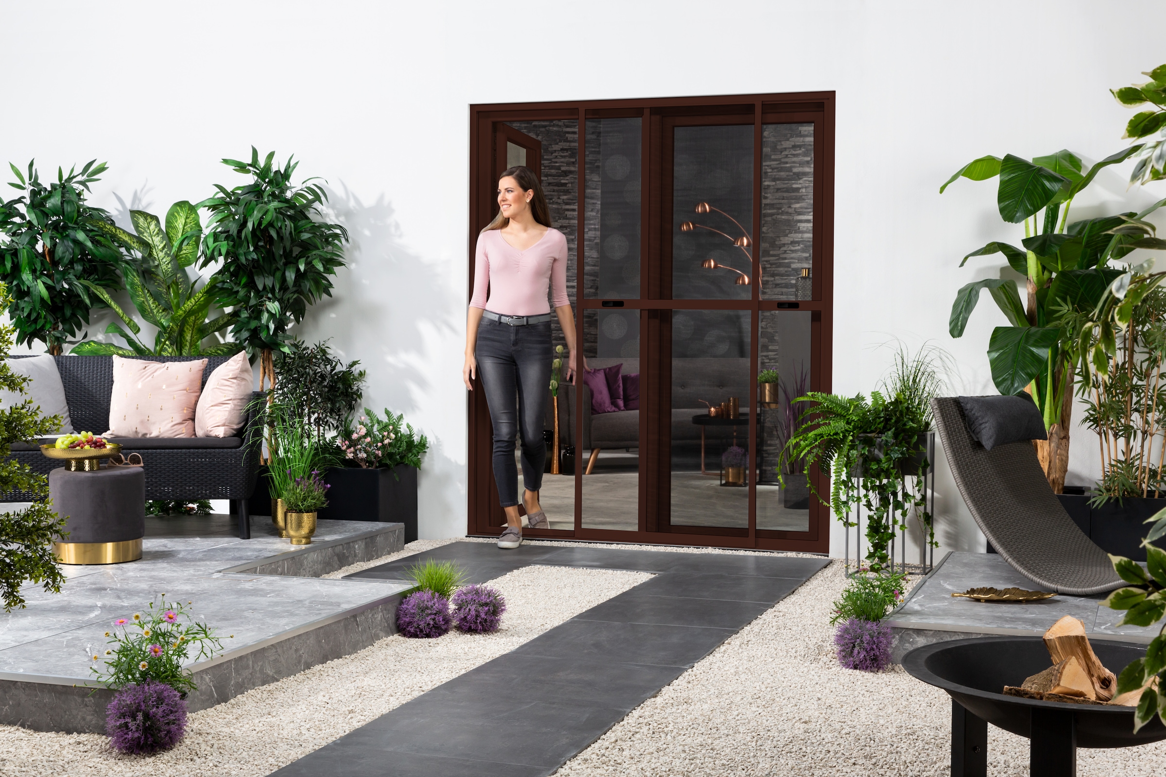 hecht international Insektenschutz-Tür »COMFORT«, braun/anthrazit, BxH: 240x240 cm, kürzbar