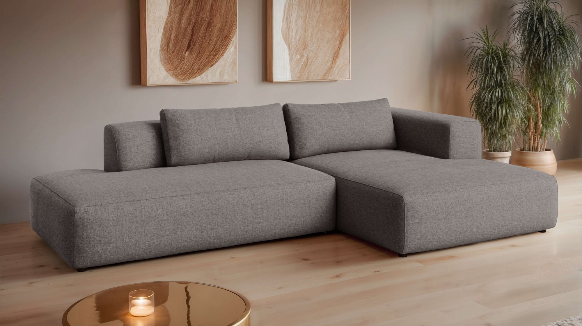 OTTO home Ecksofa »TIARRA Design-Sofa mit Ottomane recht/links bestellbar, Breite 287 cm« L-Form mit hochelastischer Schaum und Wellenunterfederung