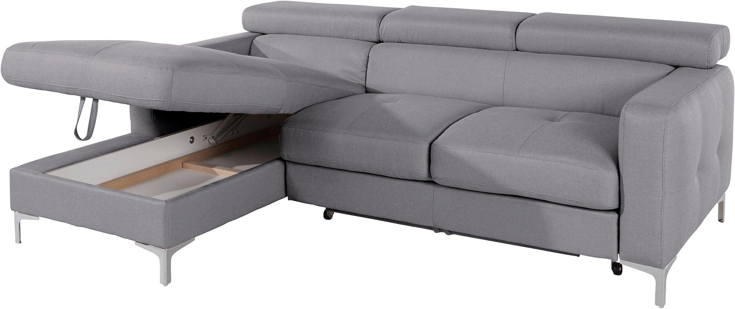 COTTA Polstergarnitur »Sammy L-Form«, (Set), Set bestehend aus: Ecksofa mit Kopfteilverstellung & Hocker