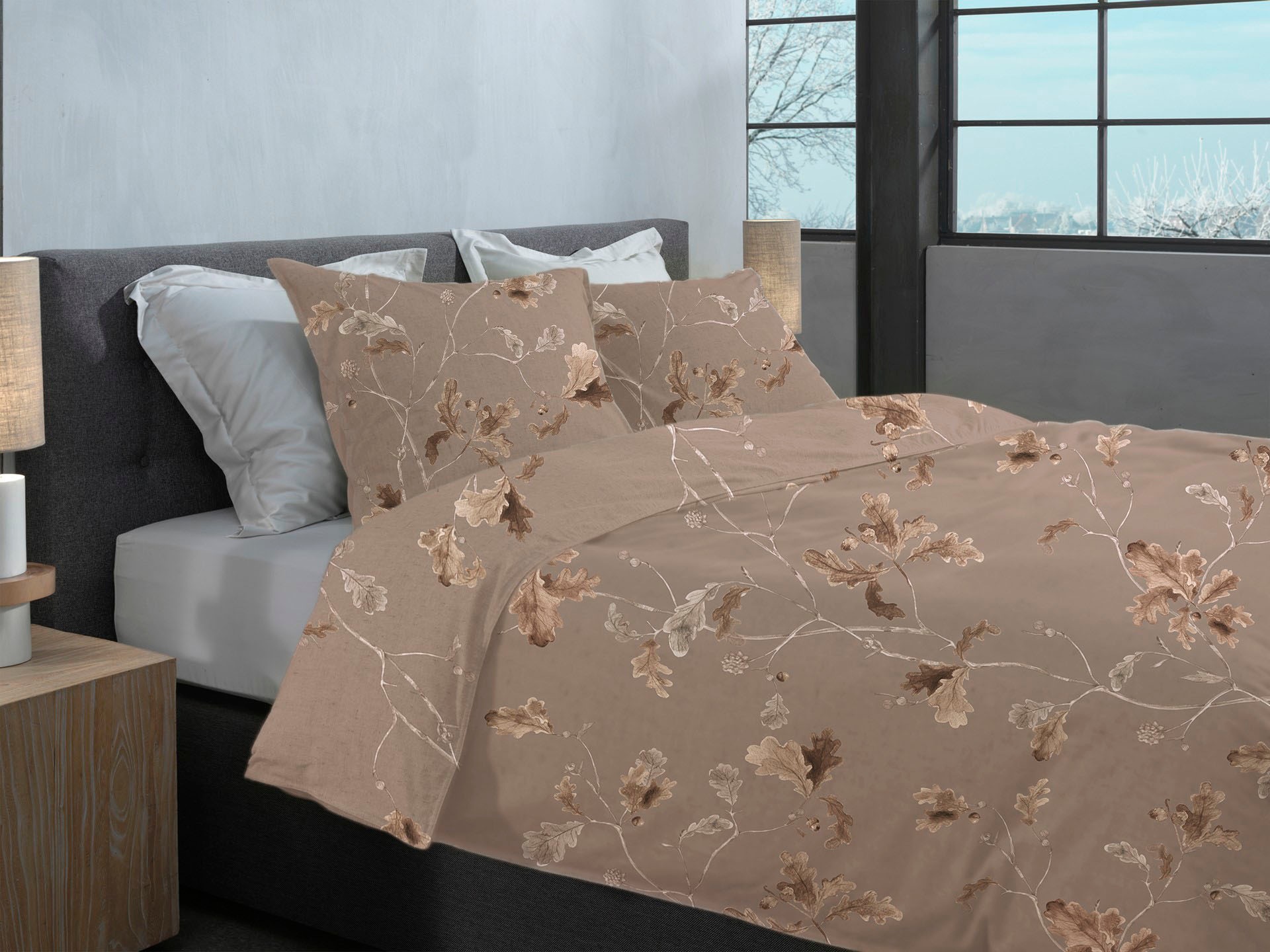 Heckett & Lane Bettwäsche »Bronco« 2 Stk. tlg. Blätter Design, hochwertiges Flanell, Bettwäsche ab 135x200 cm