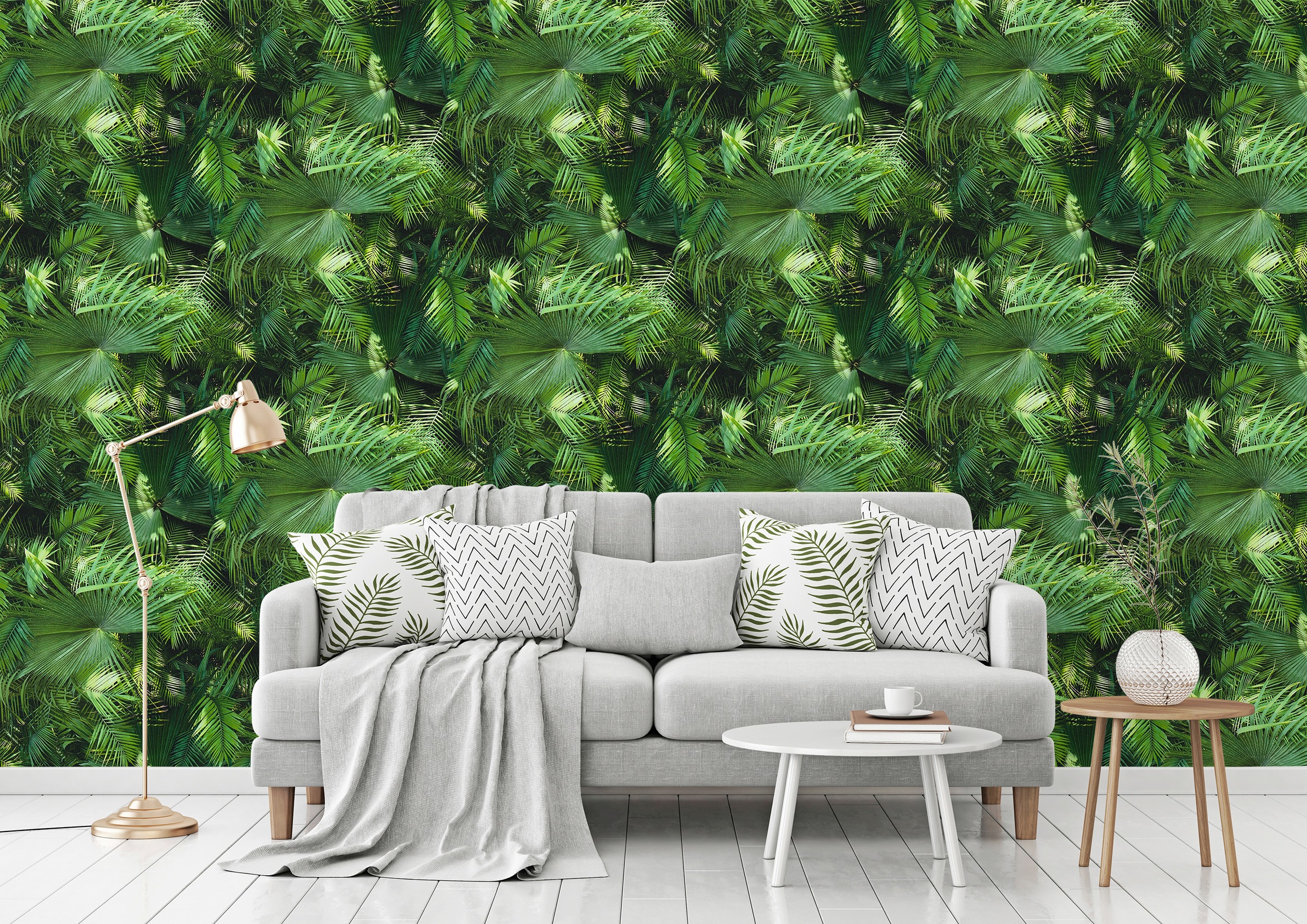 living walls Vliestapete »Neue Bude 2.0«, botanisch-tropisch-floral, Floral Tapete Palmen Tapeten Wohnzimmer Schlafzimmer Flur Design Optik