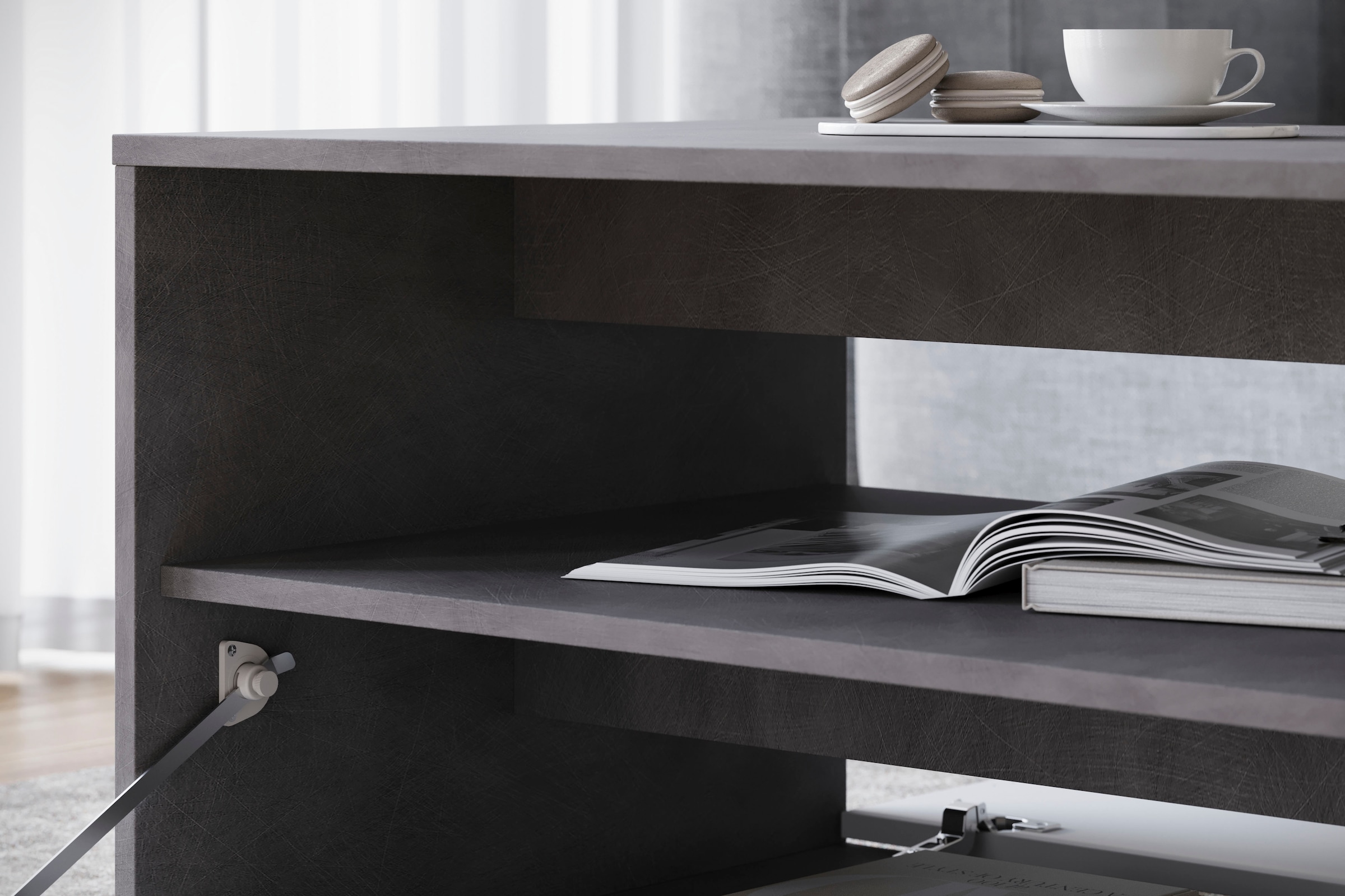 INOSIGN Couchtisch »Kenia«, (1 St.), Rechteckiger Kaffeetisch, 90x55 cm, mit offenem und geschlossenem Fach