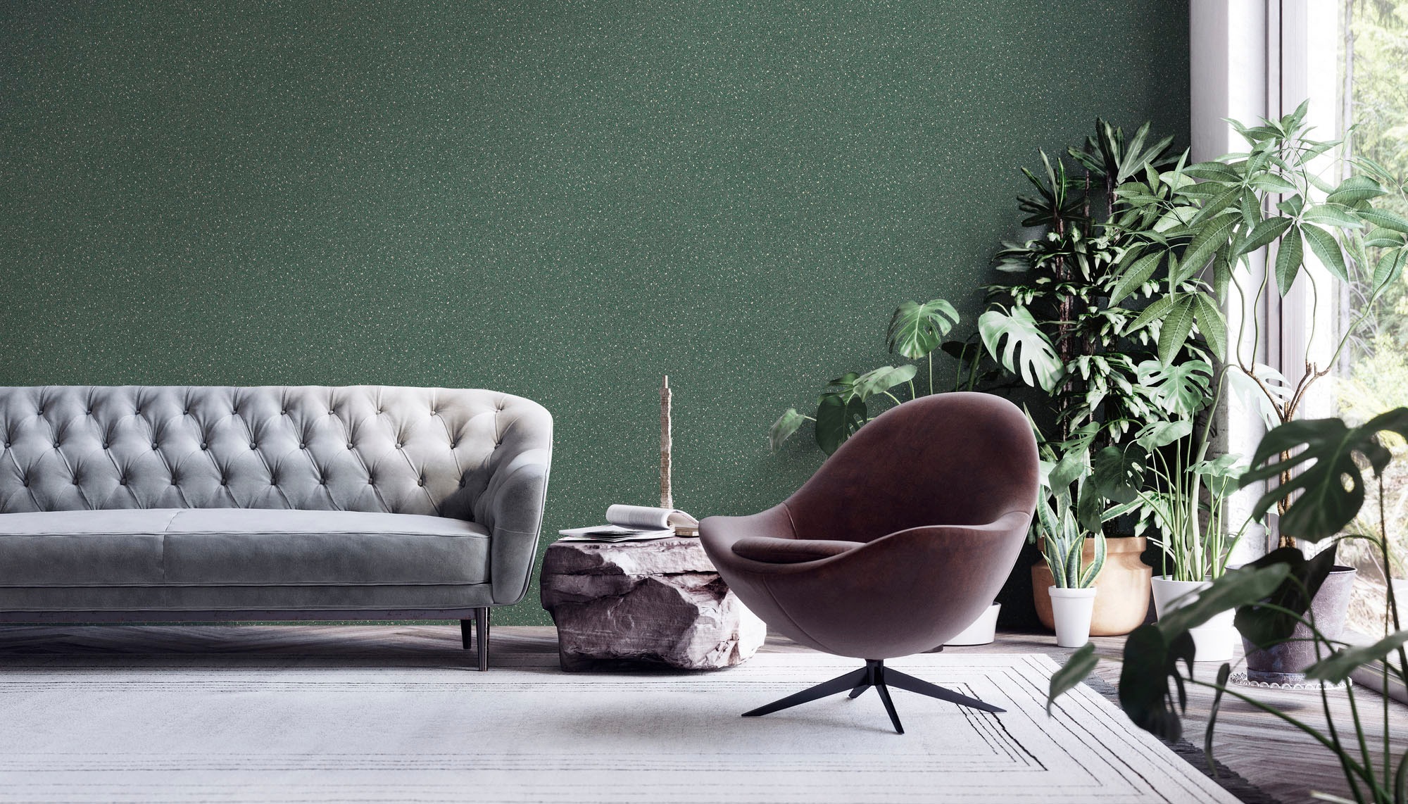 living walls Vliestapete »My Home My Spa«, glänzend-Minimalmuster-Strukturmuster, Design Tapete Dunkelgrau leicht strukturiert Vlies Tapeten Wohnzimmer