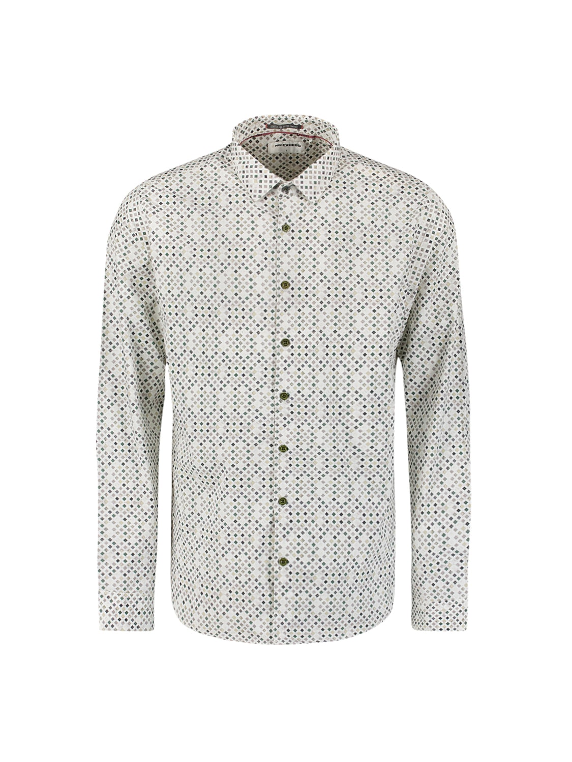 NO EXCESS Langarmhemd »No Excess Stretchhemd mit Print Shirt Stretch Allover Printed«