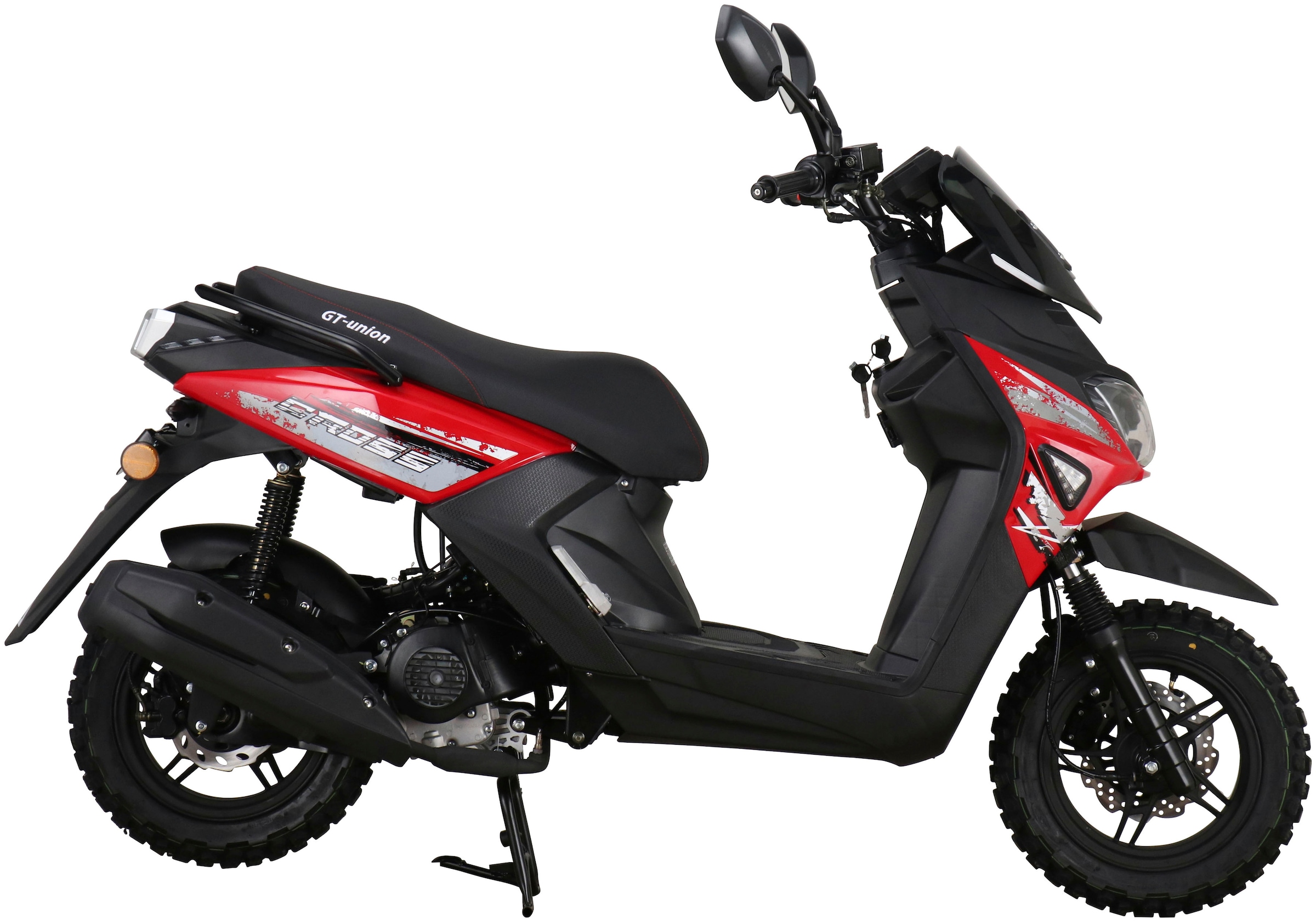 GT UNION Motorroller »Cross 2.0 25«, 49,6 cm³, 25 km/h, Euro 5, 2,7 PS, (Komplett-Set, 2 tlg., mit Topcase), Luftgekühlter Motor