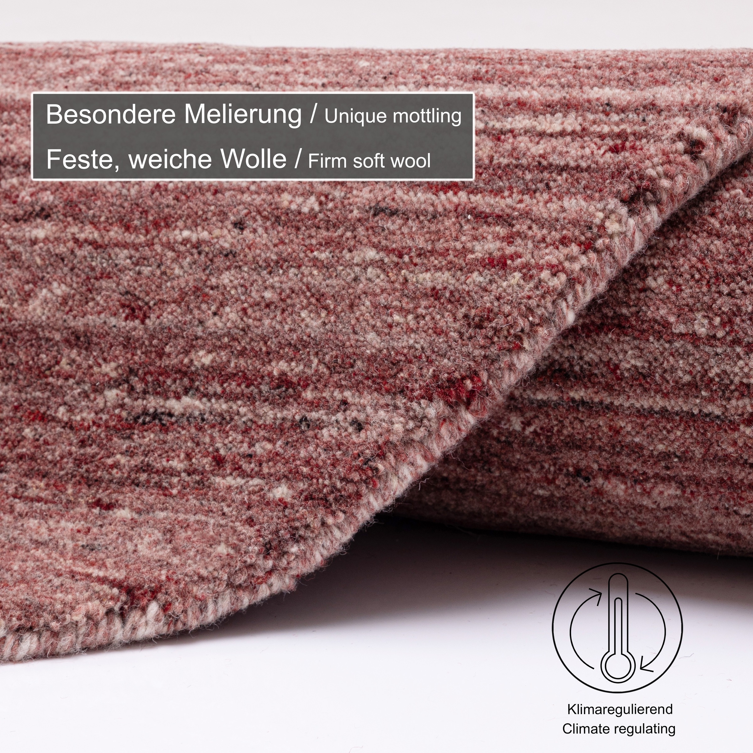 THEKO Wollteppich »Pure UNI«, rund, 14 mm Höhe, Handwebteppich, meliert, reine Wolle, handgewebt