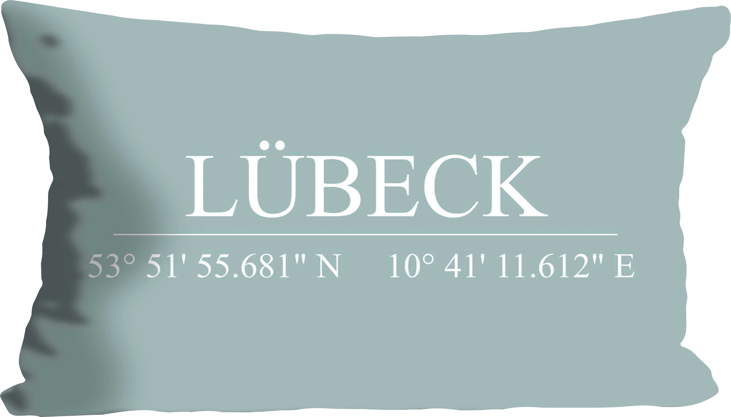 queence Dekokissen »Lübeck«, Kissenhülle,Türkiser Hintergrund,Lübeck Schrif günstig online kaufen