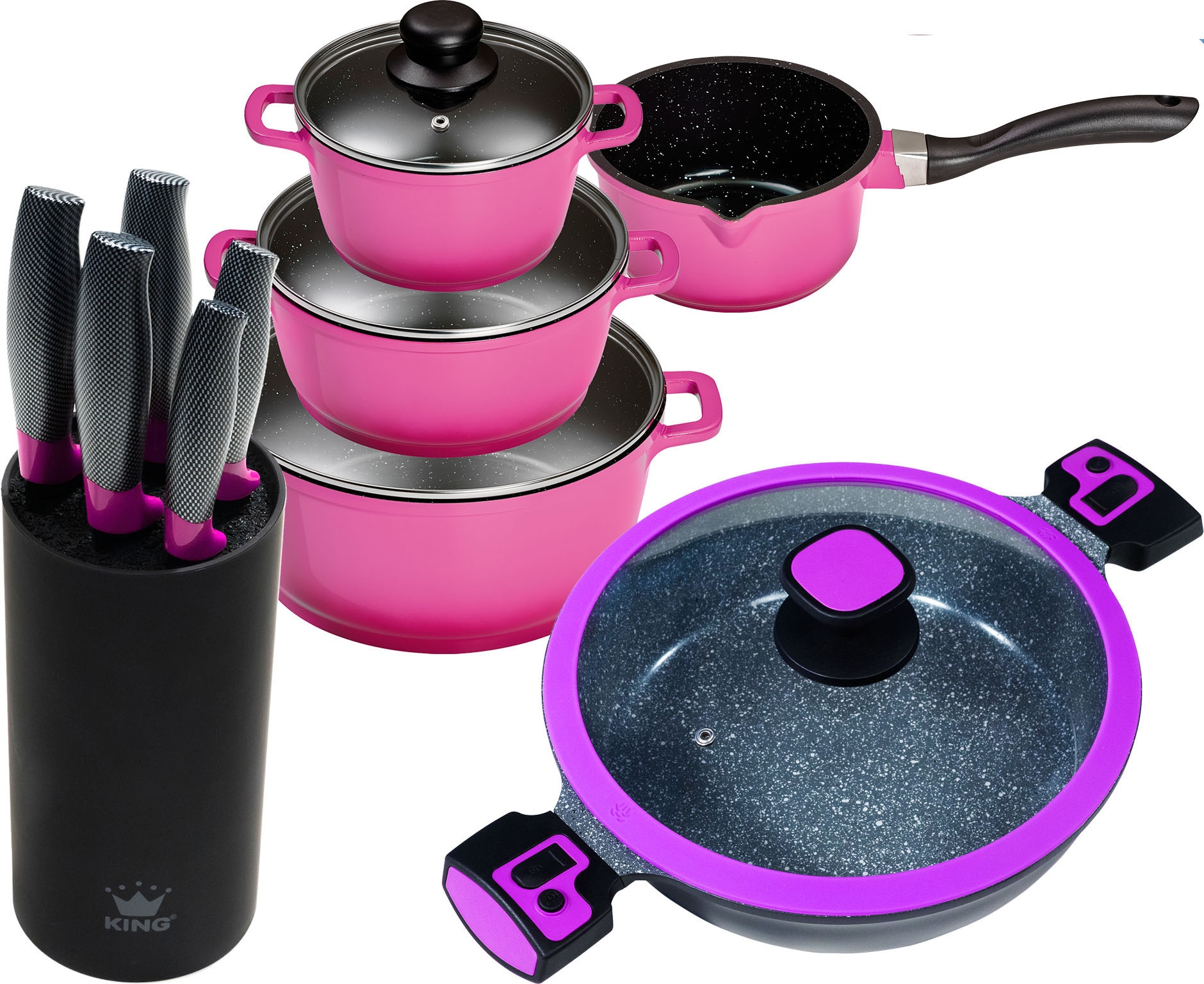 KING Topf-Set Aluminiumguss Set, 4 Töpfe, 1 Servierpfanne, 4 Deckel, 1 Mess günstig online kaufen
