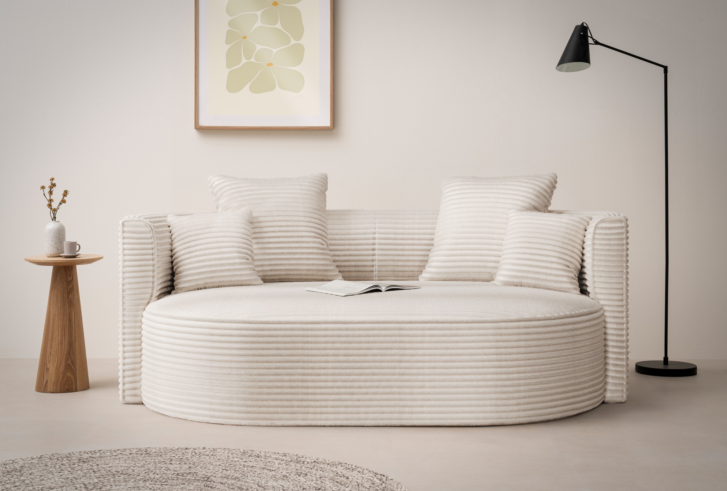 LeGer Home by Lena Gercke 2,5-Sitzer "ISALIE, rundes Loungesofa, mit Kissen günstig online kaufen