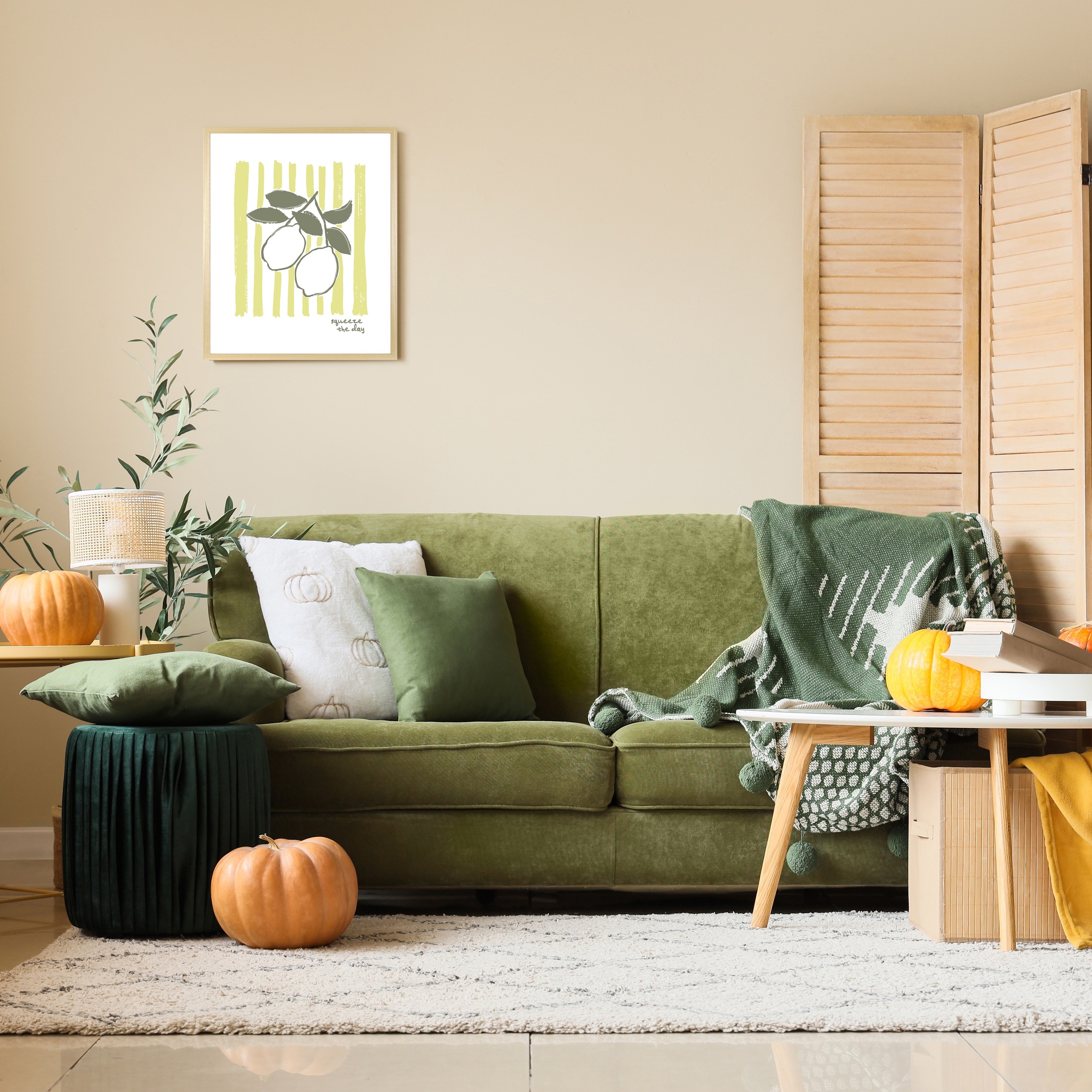 s.Oliver Kunstdruck »Zitronen "Squeeze the day"« Kunst | Obst | Obst Bilder | Schriftzug | Schriftzüge 1 Stk. tlg. gerahmt, Rahmen aus Holz, Echtholz