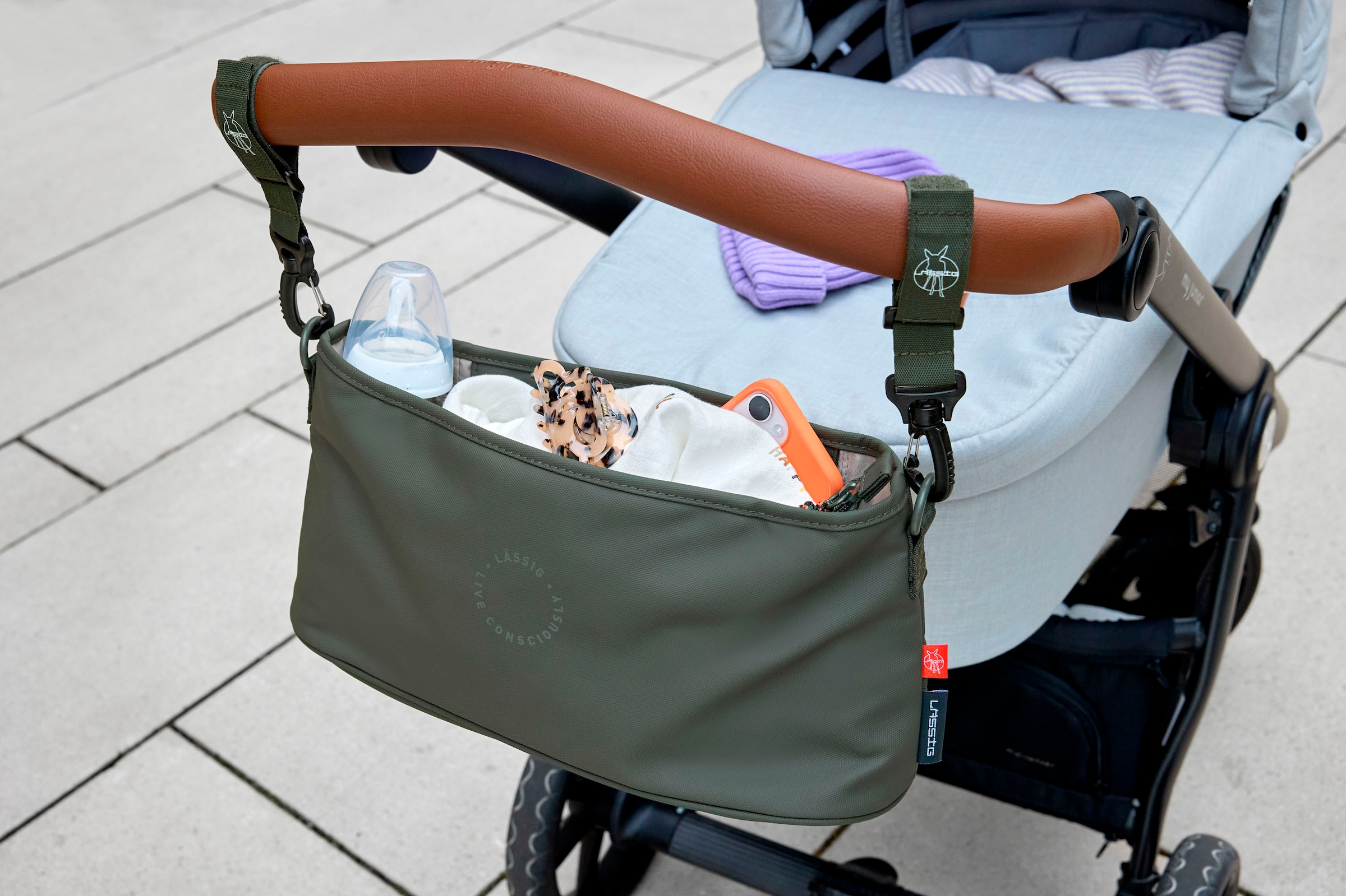 LÄSSIG Kinderwagen-Tasche »Green Label, Buggy Organizer, dark olive«, für Kinderwagen oder Buggy