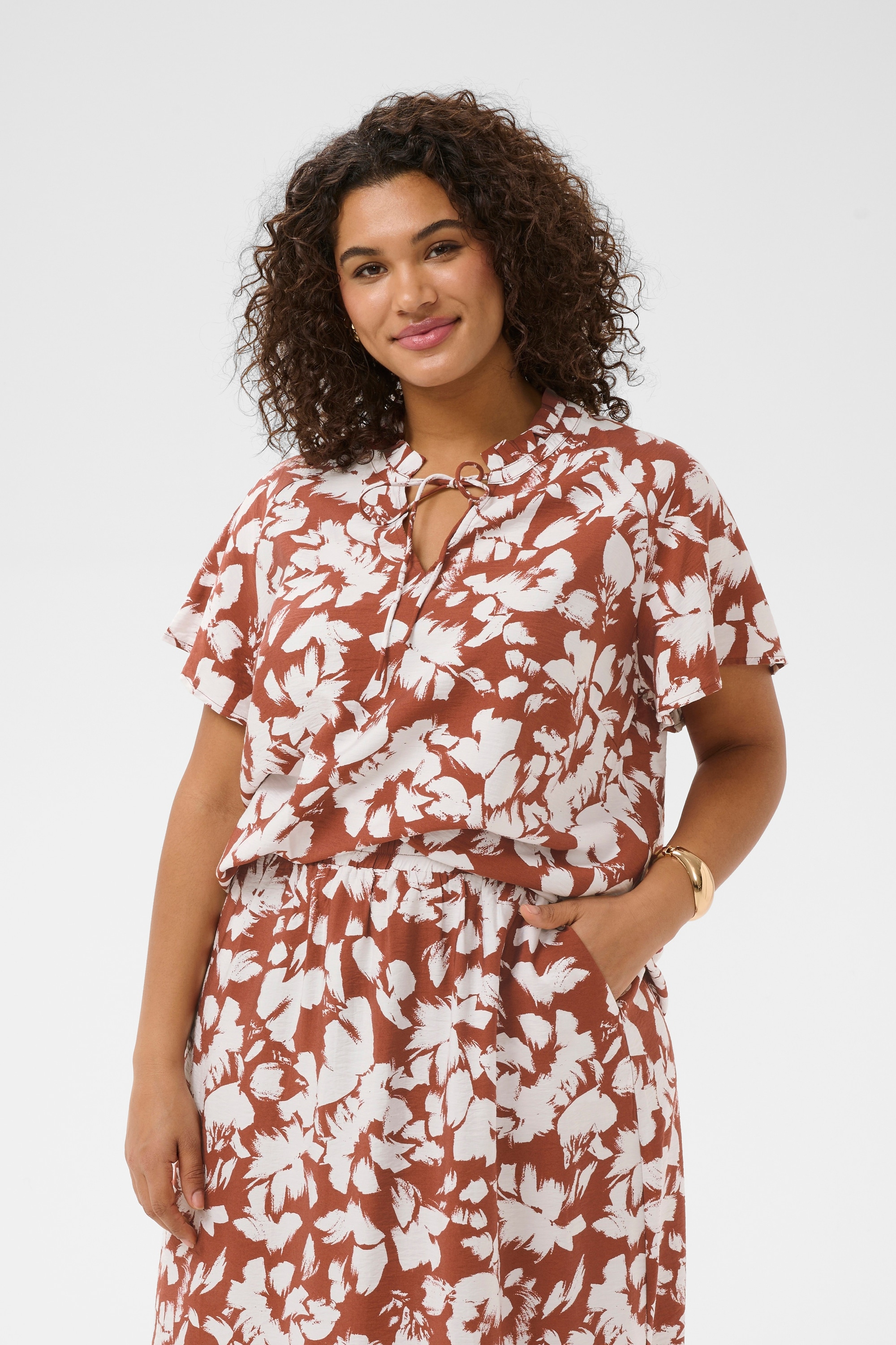 KAFFE Curve Kurzarmbluse »Damen Kurzarm-Bluse KCevia«