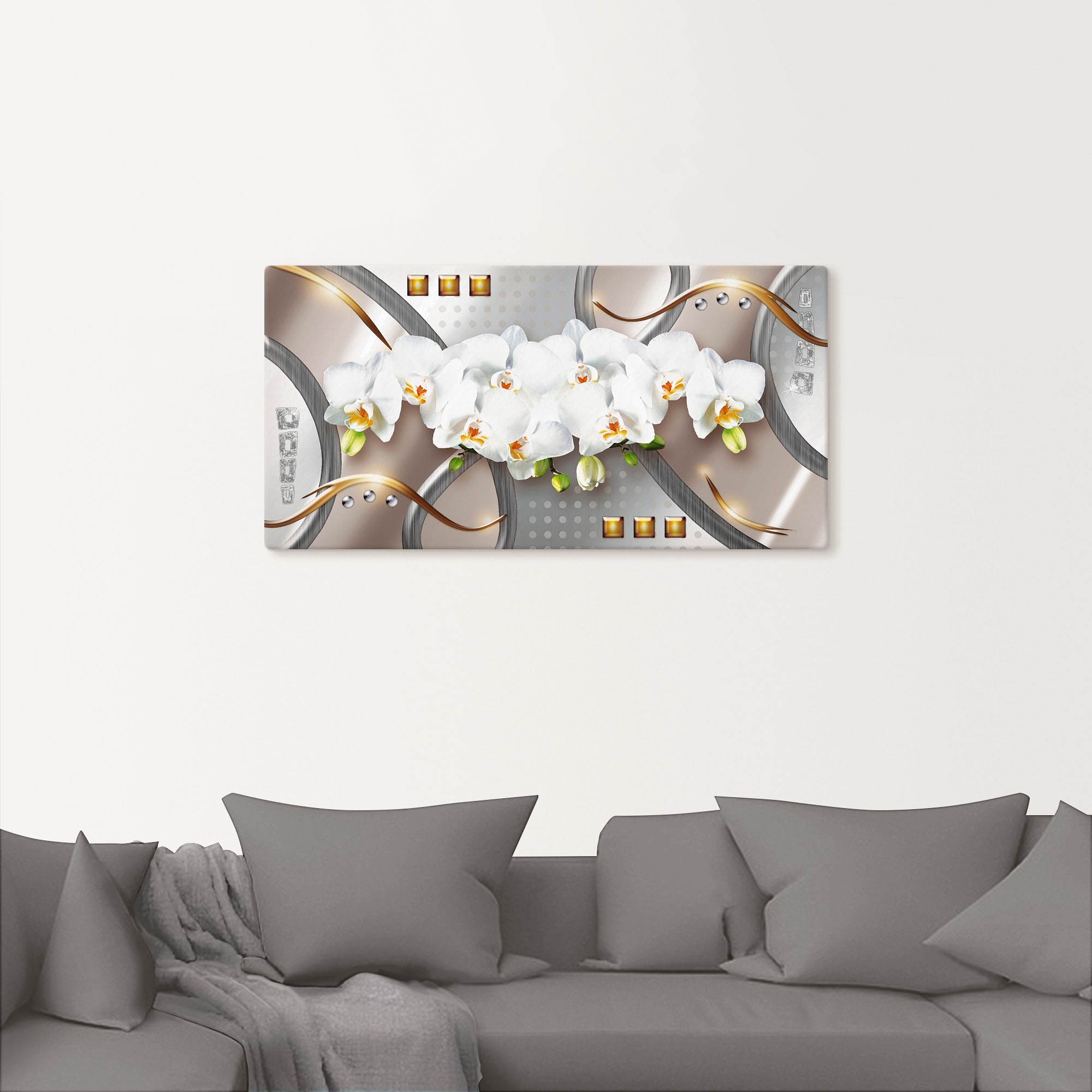 Artland Wandbild »Orchideen mit Elementen«, Blumen, (1 St.), als Leinwandbild, Poster in verschied. Größen