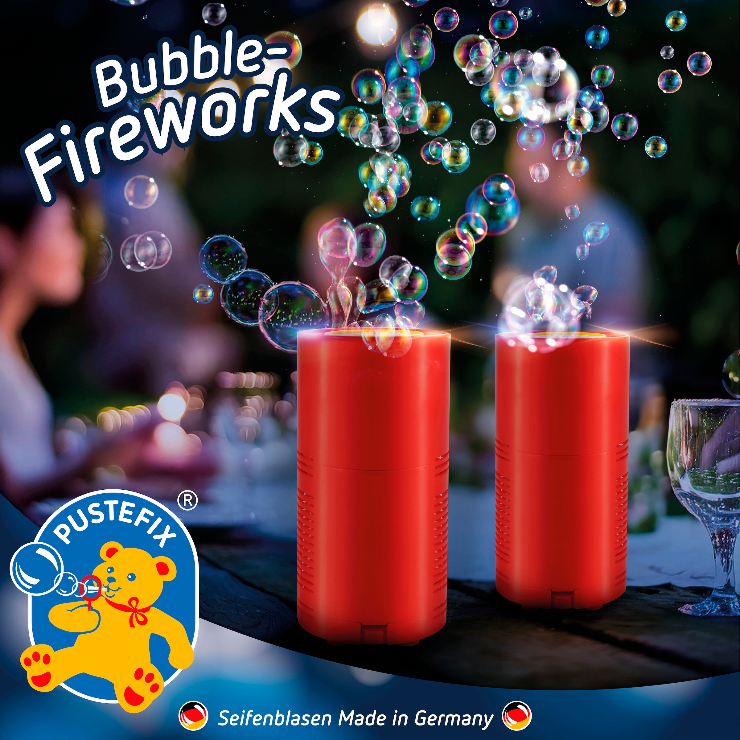 PUSTEFIX Seifenblasen Kanone »Bubble Feuerwerk«, mit LED-Licht