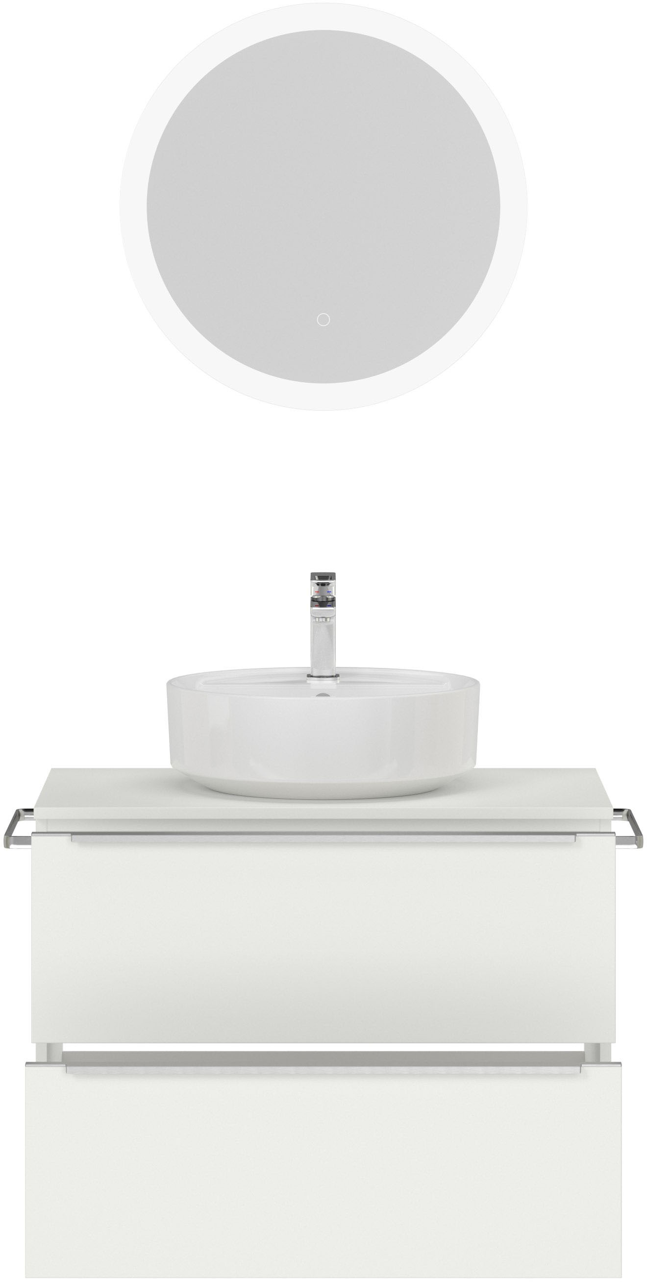 nobilia® Badmöbel-Set »Alvene«, (2 St., vormontiert, mit Soft-Close), inkl. Spiegel mit Touch-Sensor, in vier Breiten