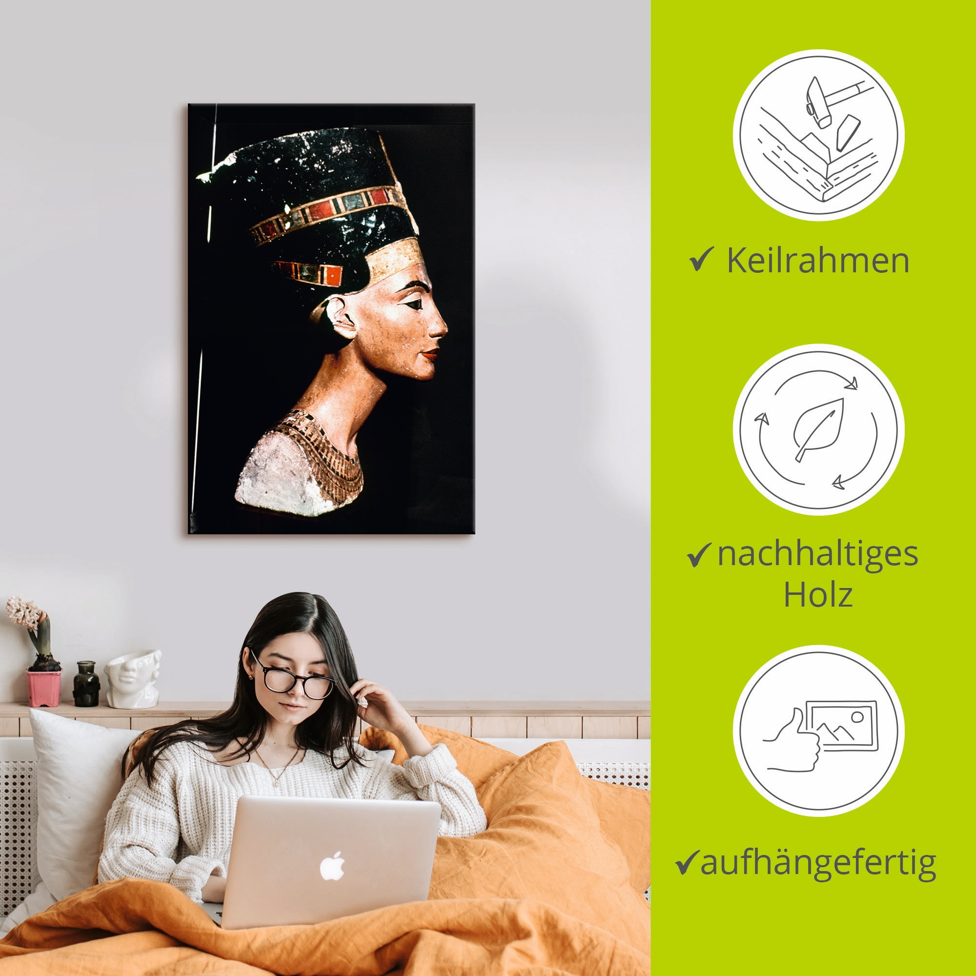 Artland Wandbild »Ägyptische Königin Nofretete«, Menschen, (1 St.), als Alubild, Outdoorbild, Leinwandbild, Poster in verschied. Größen