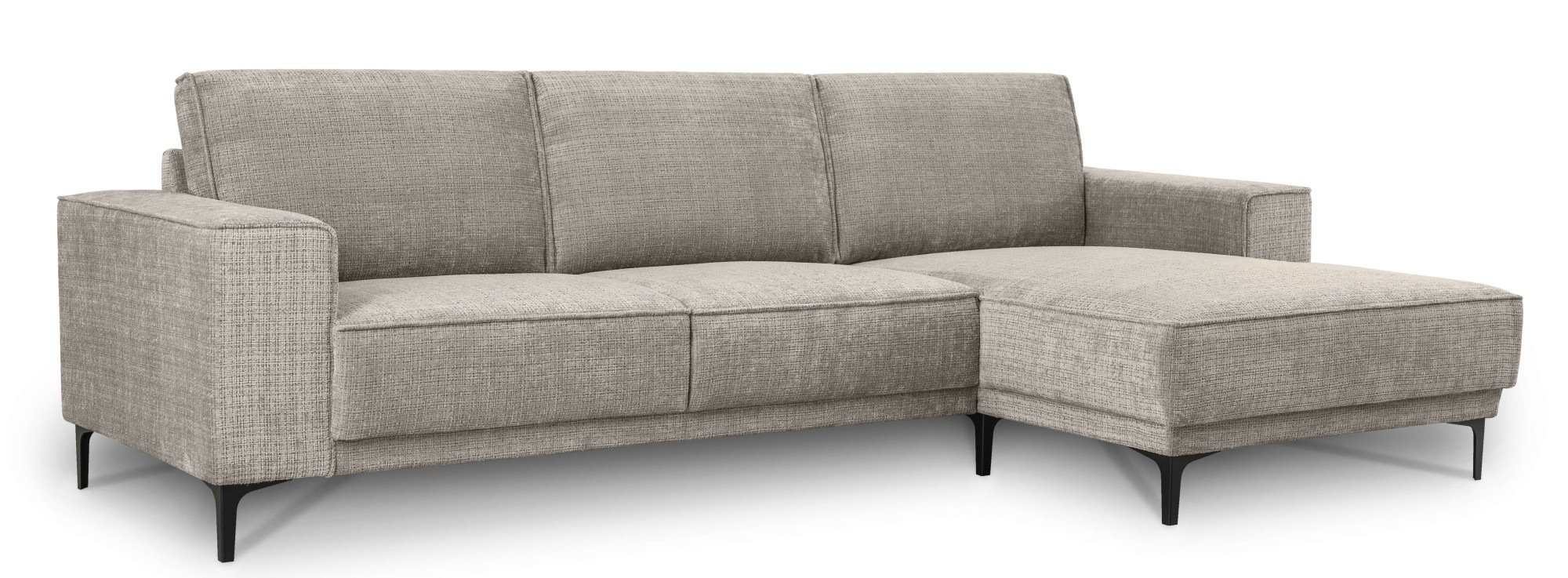 Places of Style Ecksofa »Polsterecke Oland, Struktur, Flachgewebe, Luxus-Microfaser, Boucle«, L-Form, 280 cm, Wellenunterfederung, Skandi-Design, Metallfüße