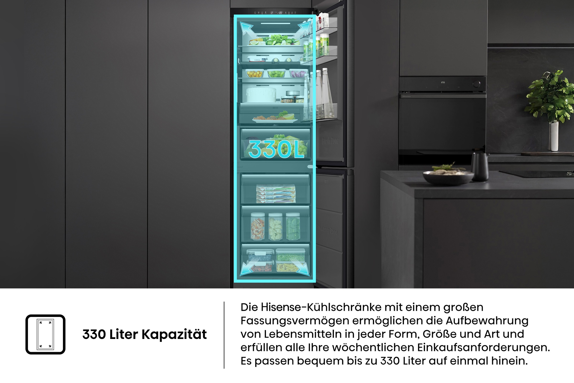 Hisense Kühl-/Gefrierkombination »RB5K330GSFC«, Perfect Kitchenfit