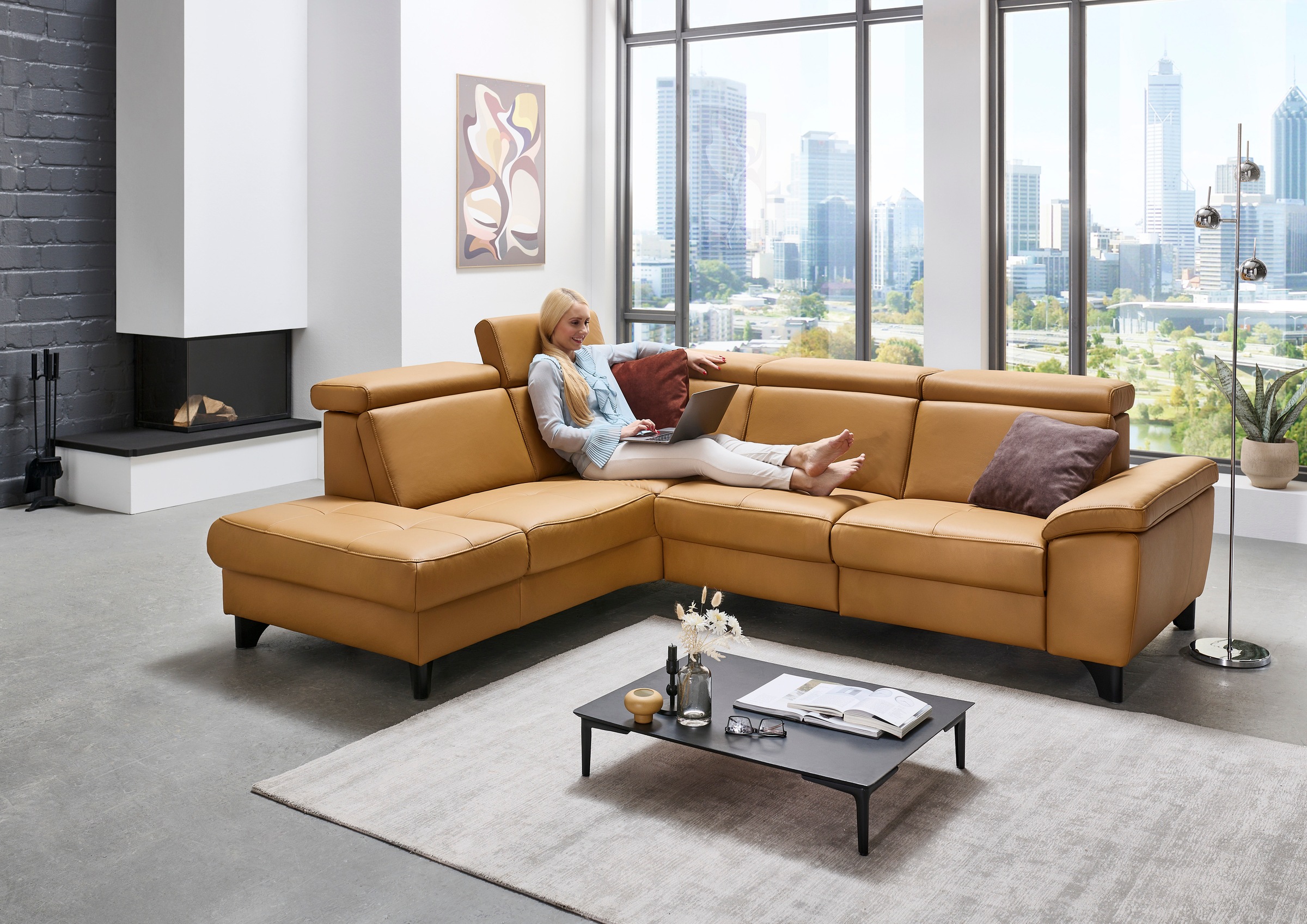Die PlanBar Ecksofa »PN-EM23166 L-Form«, optional mit Kopfteilverstellung und Stauraum