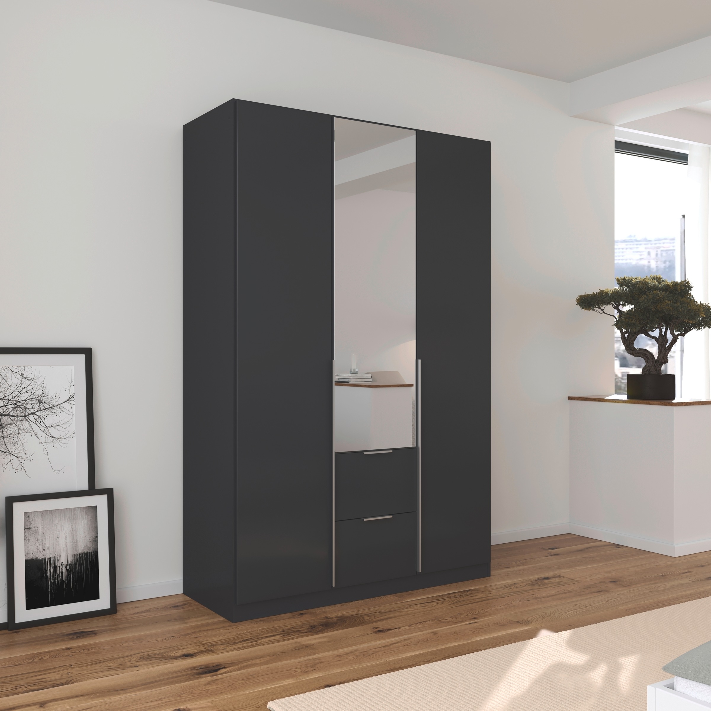 rauch Drehtürenschrank »Kleiderschrank Schrank Garderobe AGORDO mit Dekor- oder Hochglanzfront«, (in zwei Griff-Farben, Breiten 91-360 cm), mit Außenschubkästen, in 7 Breiten und 2 Höhen MADE IN GERMANY
