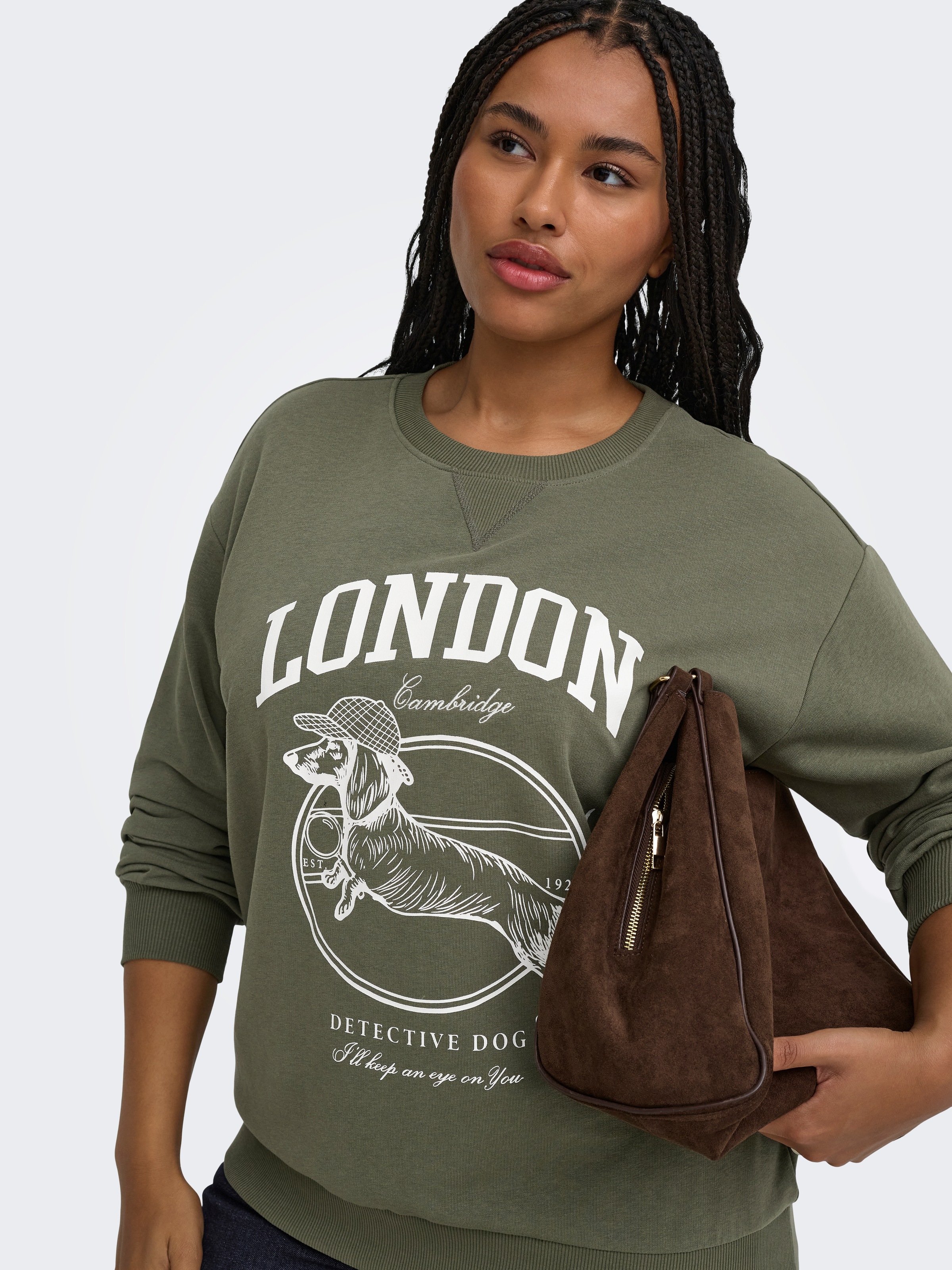 ONLY CARMAKOMA 1100000002199 »CARAMELIA LS O-NECK SWEAT JRS«, Baumwollmischung, regular fit
