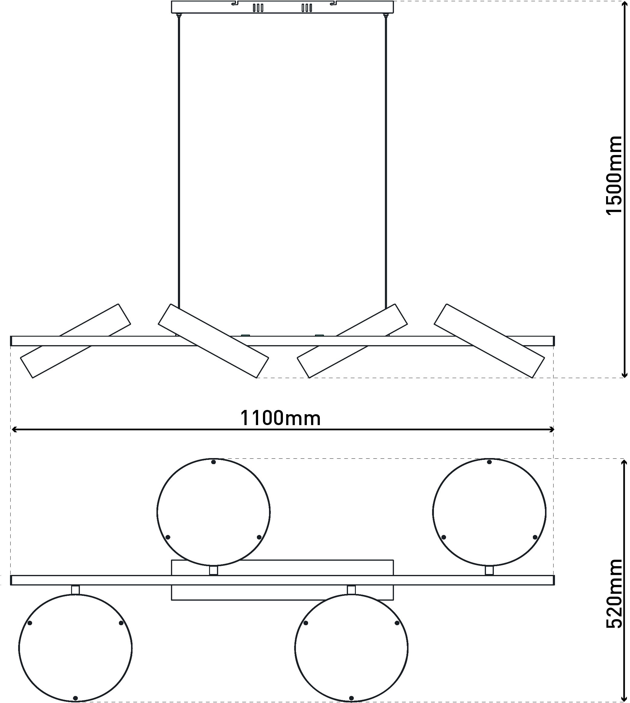 näve LED Pendelleuchte »Tessa«, 4 flammig, Leuchtmittel LED-Modul | LED wechselbar, dimmbar per Touch, inkl. CCT-Funktion, warmweiß/neutralweiß/kaltweiß