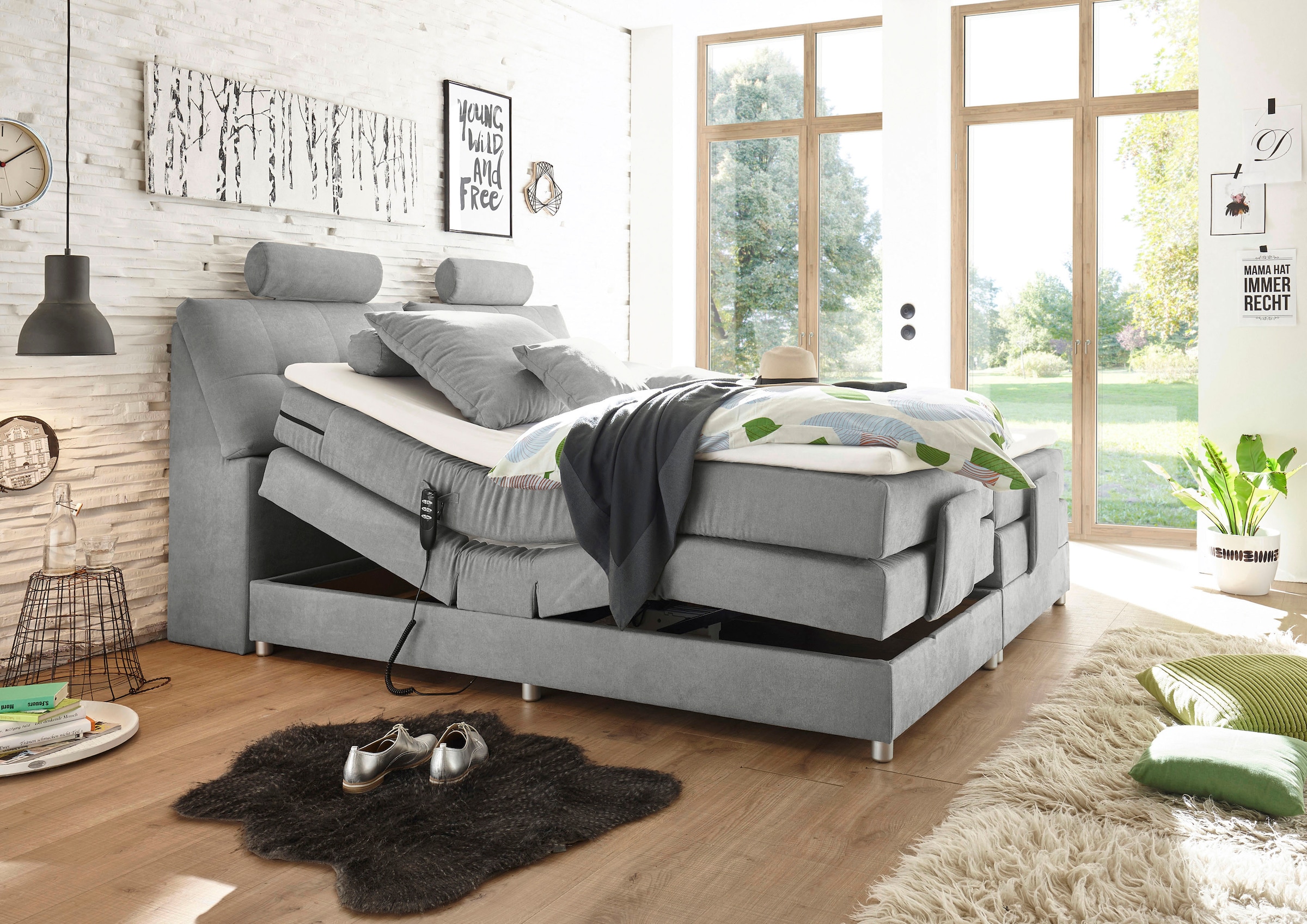 8. Bild von ED EXCITING DESIGN Boxspringbett »Palermo«, inkl. Motor, Topper, Kopfstütze und Stauraum im Kopfteil