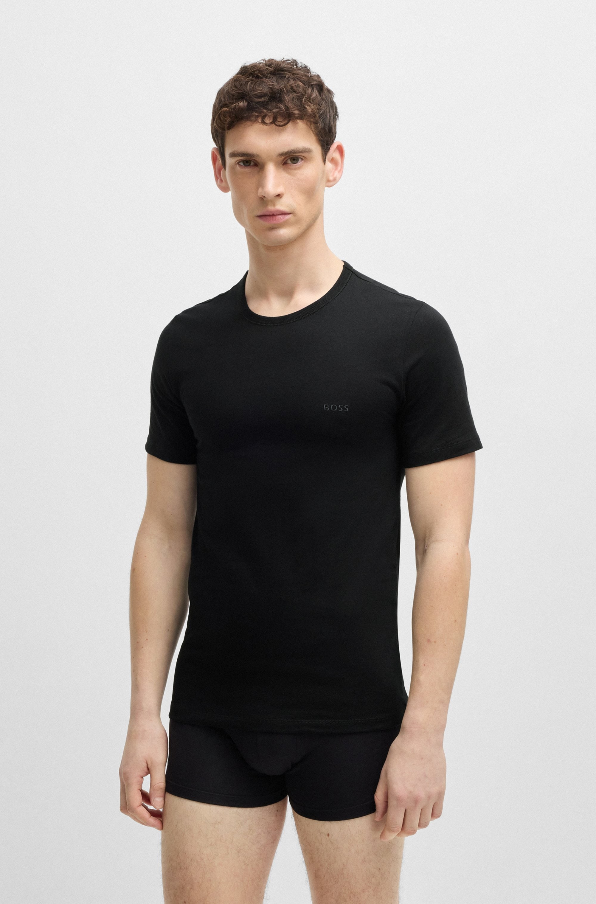 BOSS T-Shirt »TShirtRN 3P Classic«, (Packung, 3 tlg.), mit BOSS Stickerei
