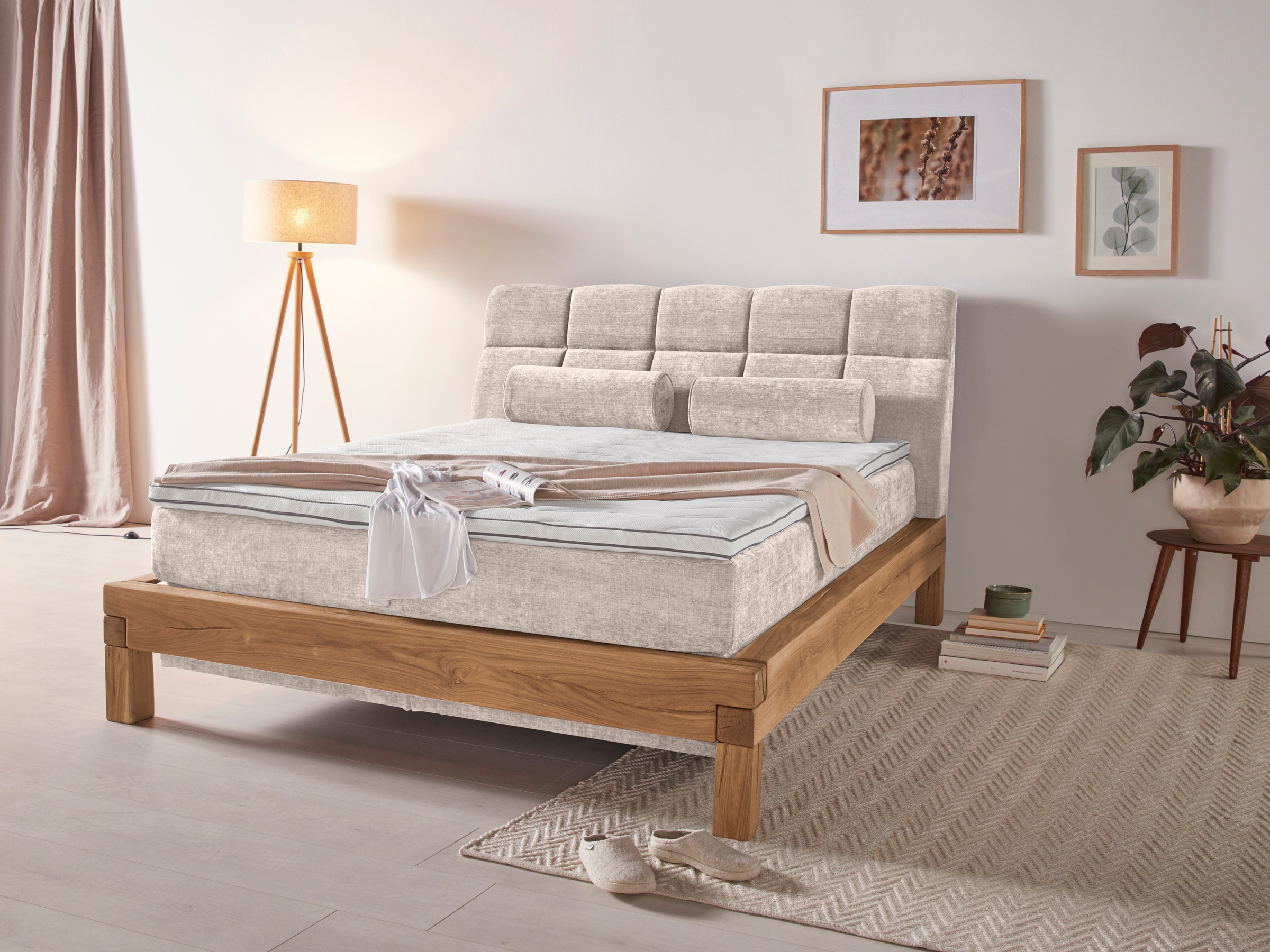 Home affaire Boxspringbett »Villads«, Liegefläche: 160/200 cm aus Balkeneiche, Inside-Boxspring-Unterbau