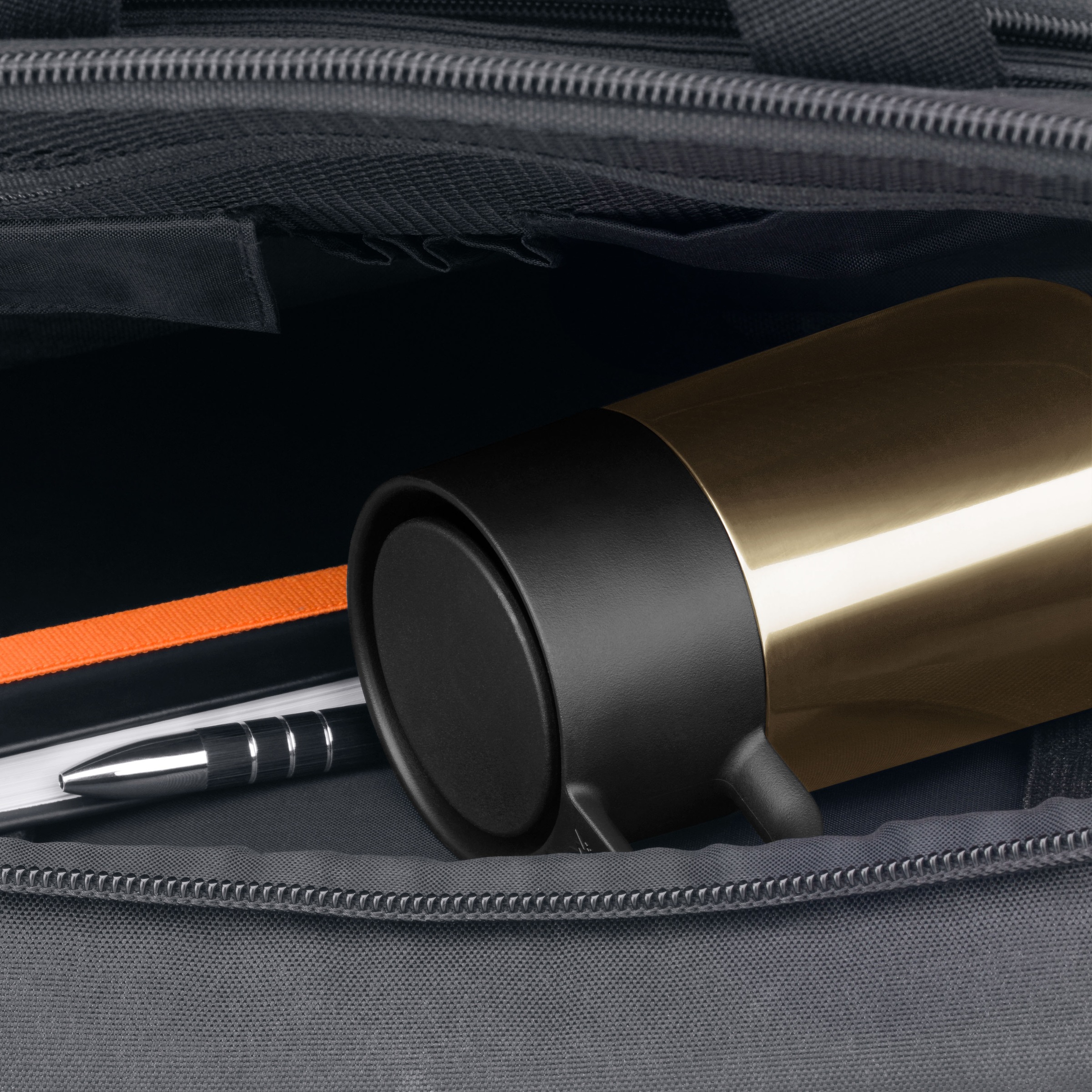 WMF Thermobecher »Impulse Travel Mug«, doppelwandiger Edelstahl, geringe Höhe, 360°-Trinköffnung