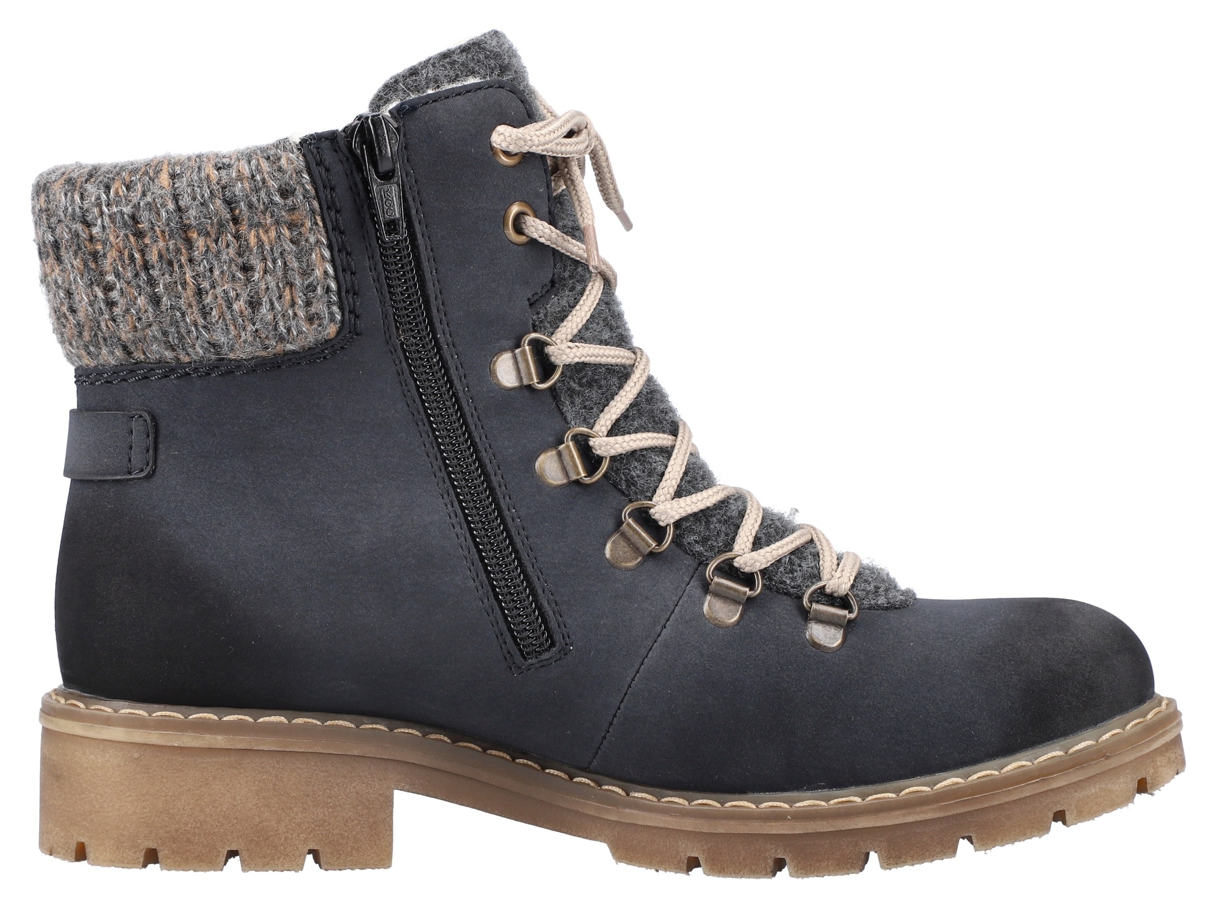 Rieker Winterstiefelette, Winterboots, Schnürboots mit Strickrand und Rieker-TEX