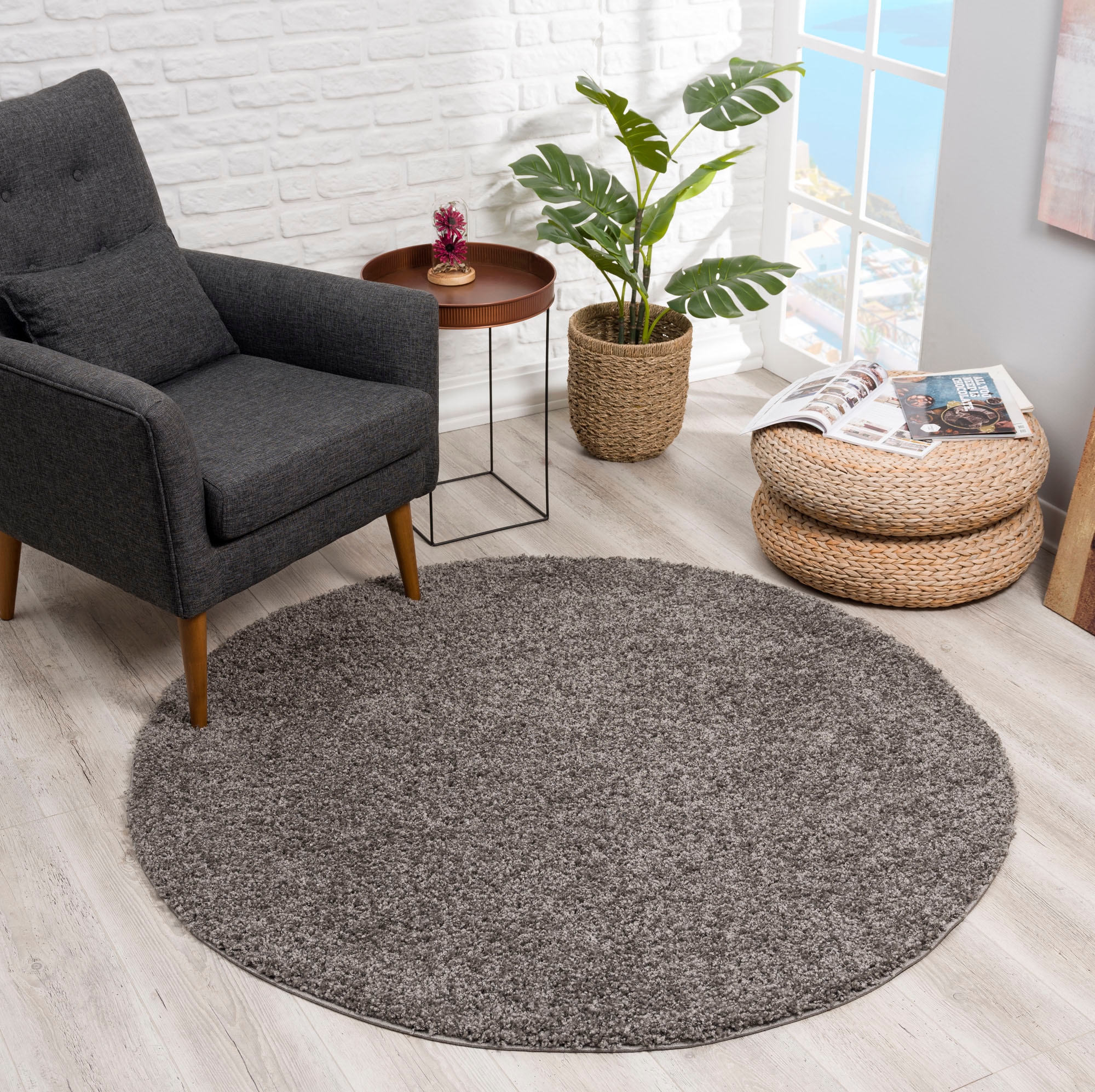 Sanat Hochflor-Teppich »LOCA«, rund, 30 mm Höhe, Wohnzimmer, Langflor, Shaggy, Schlafzimmer
