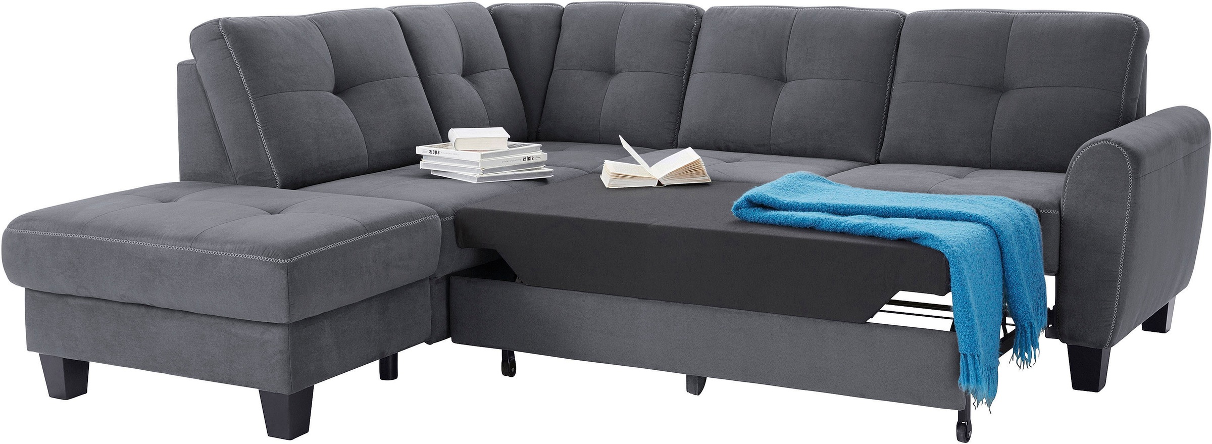 sit&more Ecksofa »Varese L-Form«, mit Federkern, wahlweise mit Bettfunktion und Stauraum
