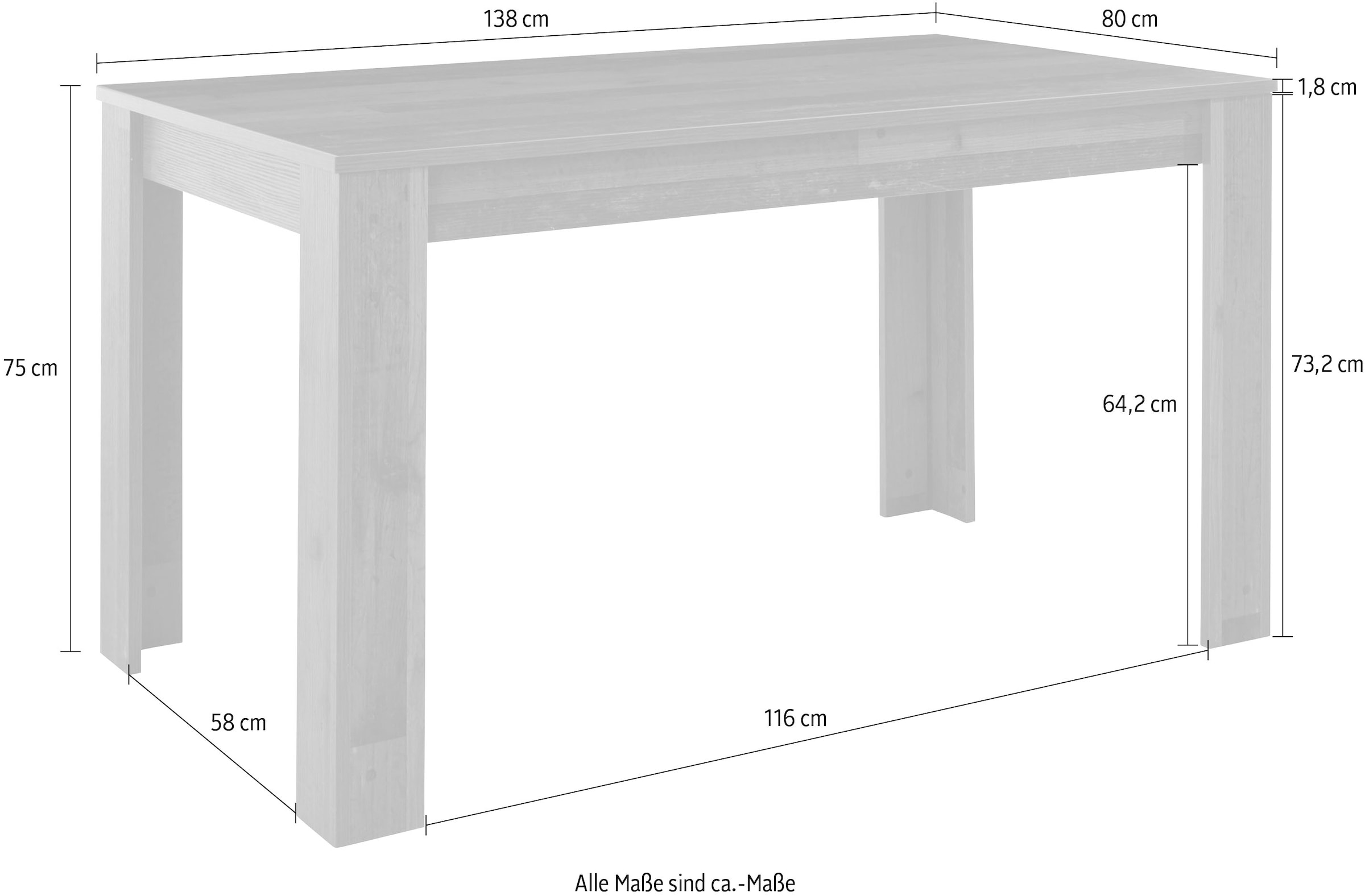 Homexperts Esstisch »Viva«, Breite 138 cm, in verschiedenen Ausführungen