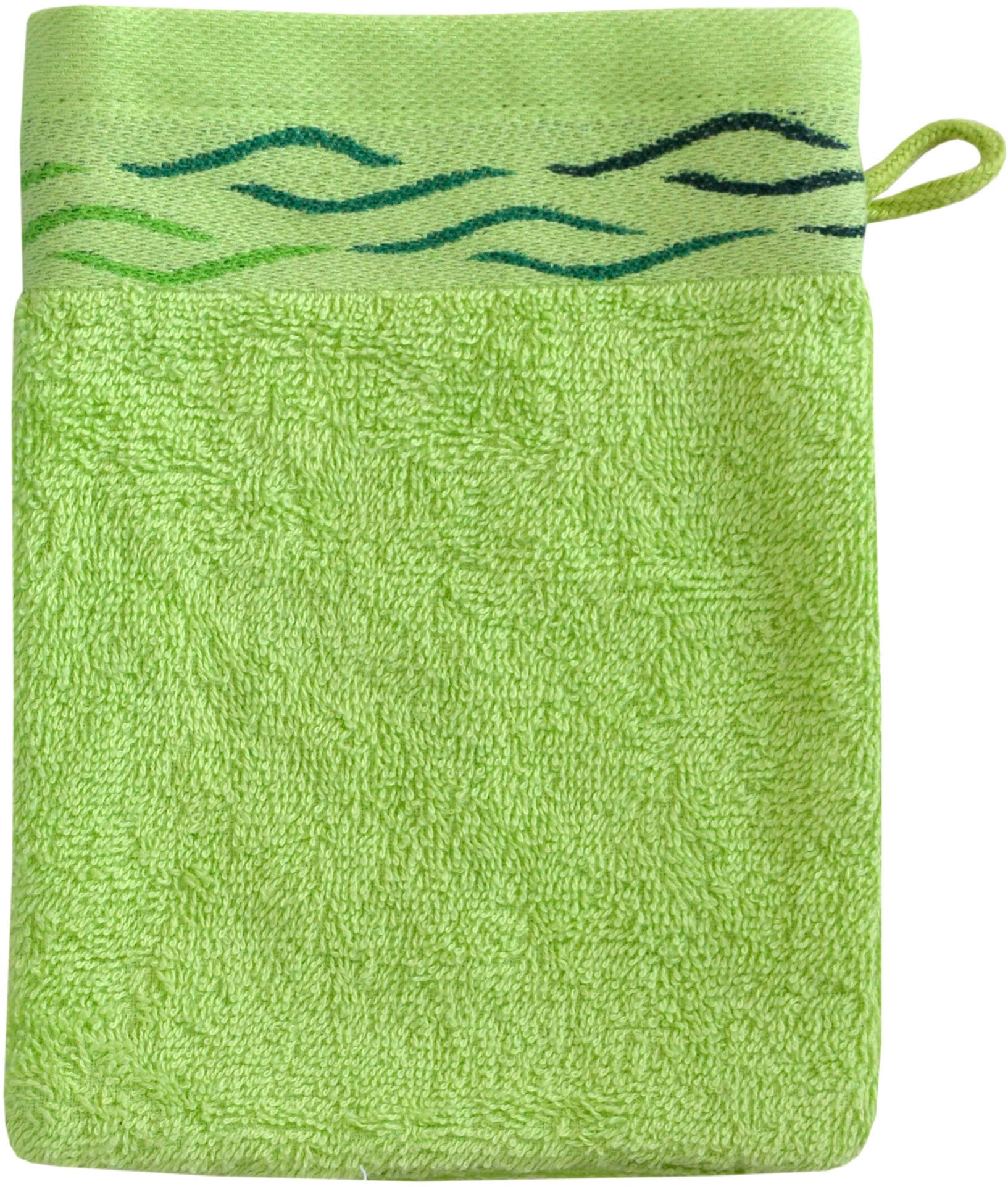 Dyckhoff Waschhandschuh »Wave«, (Set, 6 St., 6er Set Waschhandschuhe 16 x 21 cm), mit Jacquard-Bordüre