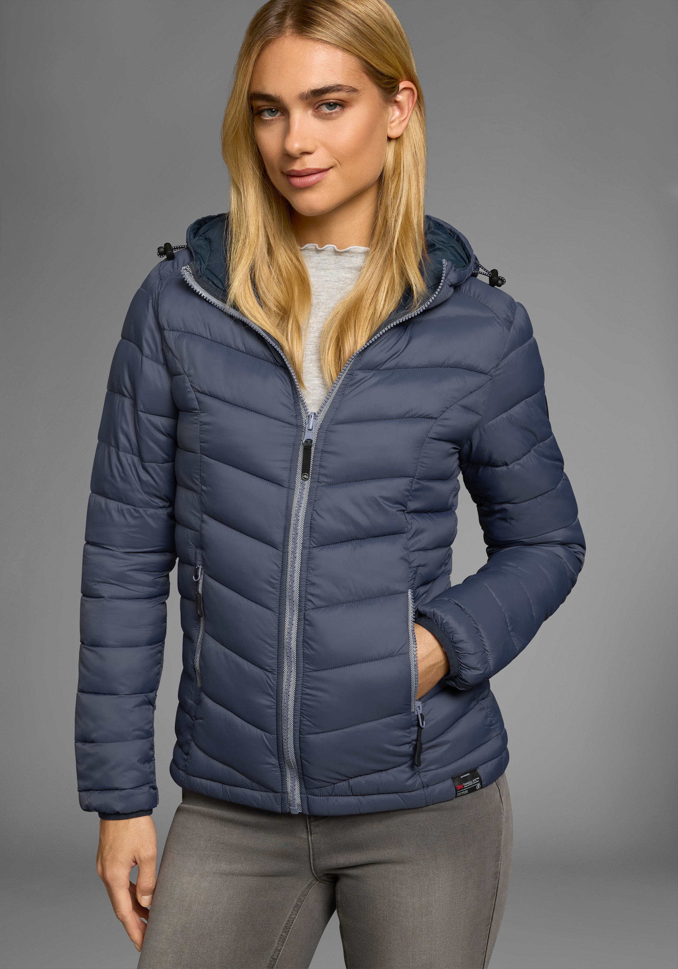 Polarino Steppjacke mit Kapuze Übergangsjacke für kühle Tage,  aus leichtem Webmaterial