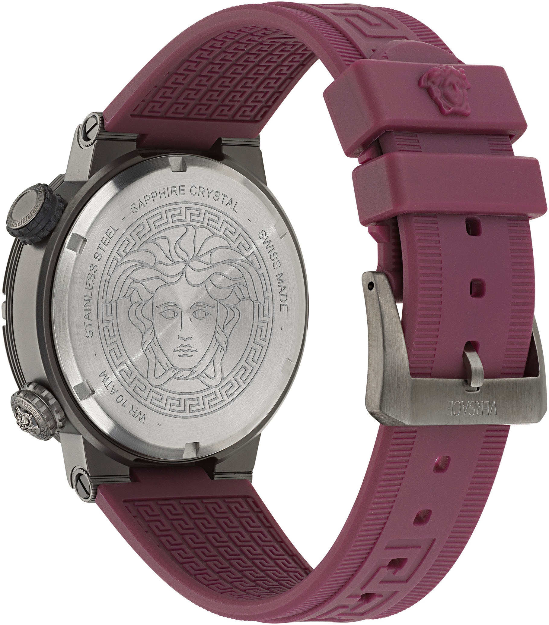 Versace Chronograph »GRECA LOGO DIVER«, Quarzuhr, Armbanduhr, Herrenuhr, Datum, Stoppfunktion, Swiss Made