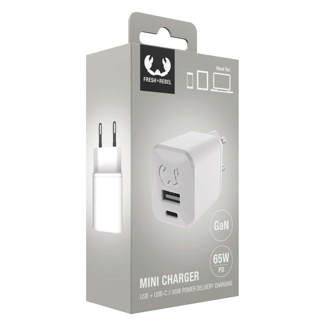Fresh´n Rebel USB-Ladegerät »Mini-Charger USB-C und USB-A, PD 65W, GAN« GaN-Technologie (mehr Leistung, kleinere Größe)