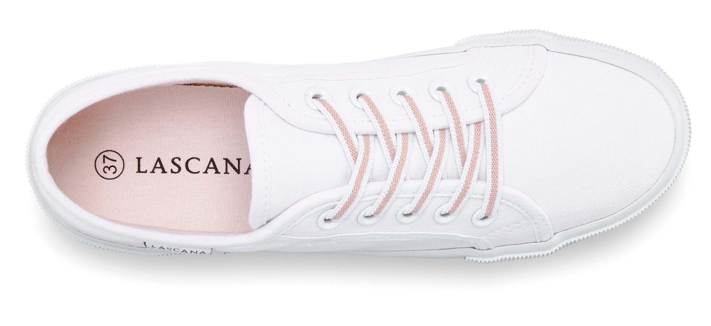 LASCANA Sneaker »Sneaker, Schnürhalbschuh, Freizeitschuh, Slip-On-Sneaker,«  zum Reinschlüpfen mit elastischen Schnürbändern VEGAN