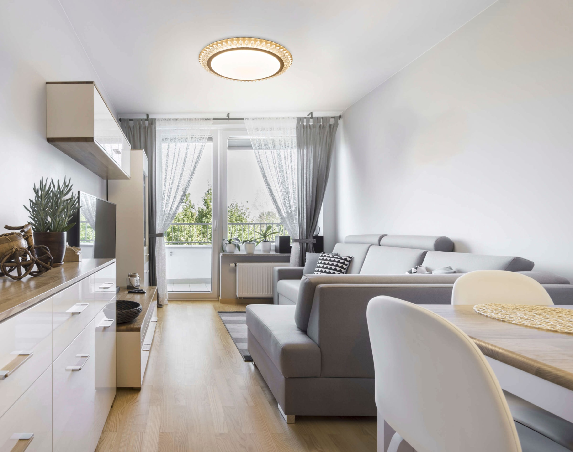 näve LED Deckenleuchte »Madison«, 1 flammig, dimmbar, CCT-Farbwechsel in 3-Stufen, Fernbedienung, Diamantfacetten