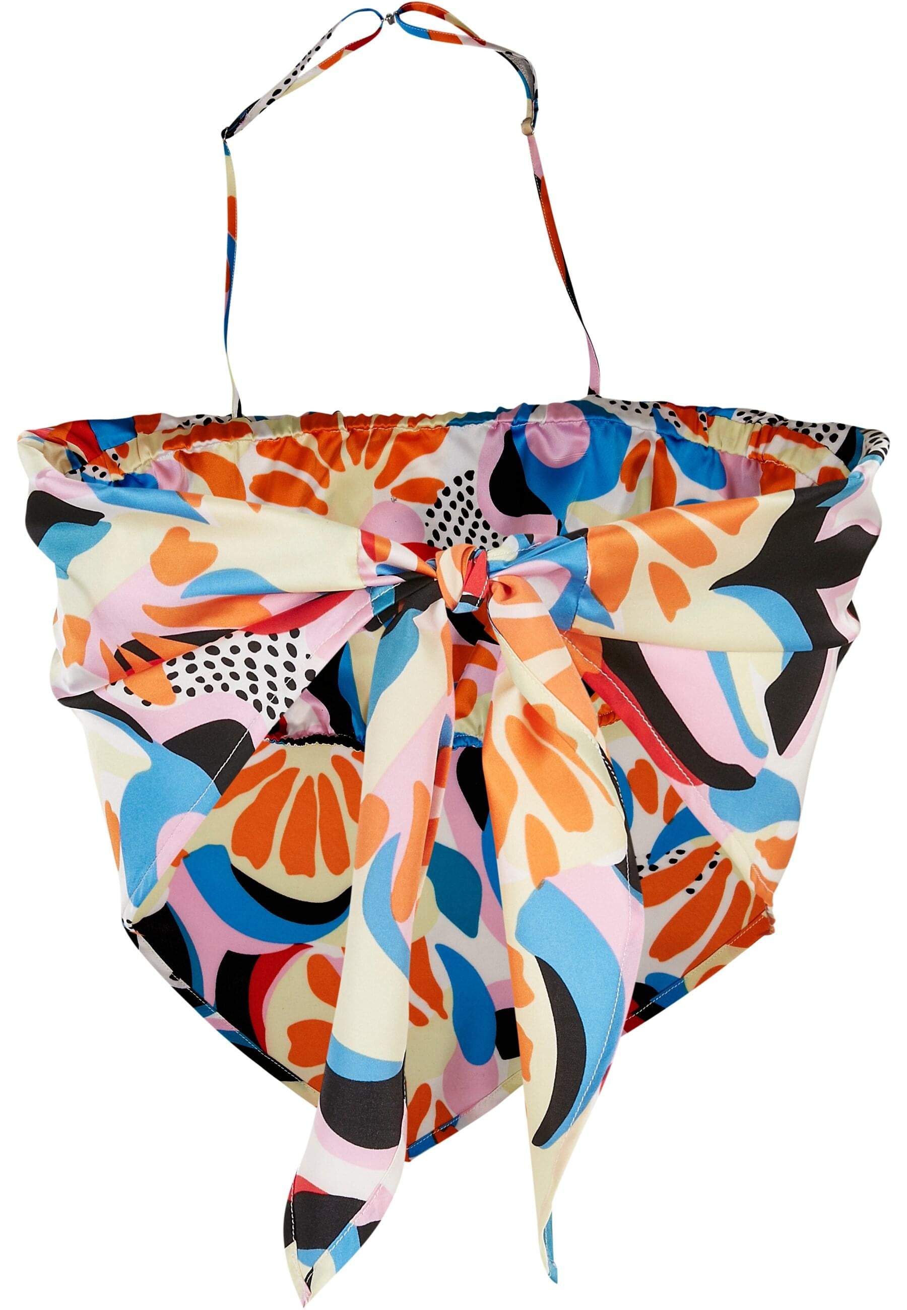 URBAN CLASSICS T-Shirt »Urban Classics Damen Ladies Cropped AOP Satin Triangle Top« 1 Stk.