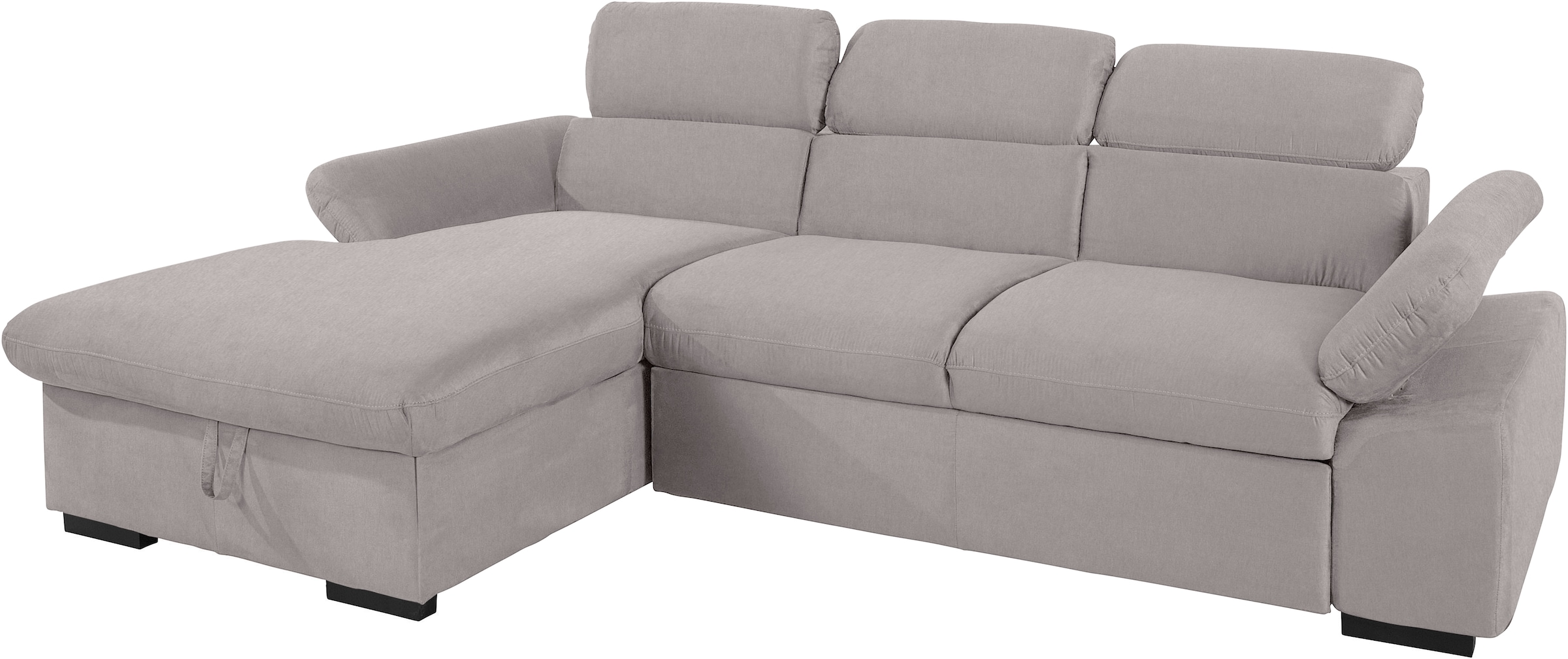 COTTA Ecksofa »Lola L-Form mit Kopfteilfunktion & Hocker«, (Set, mit Hocker), wahlweise mit Bettfunktion, Bettkasten & Armteilverstellung
