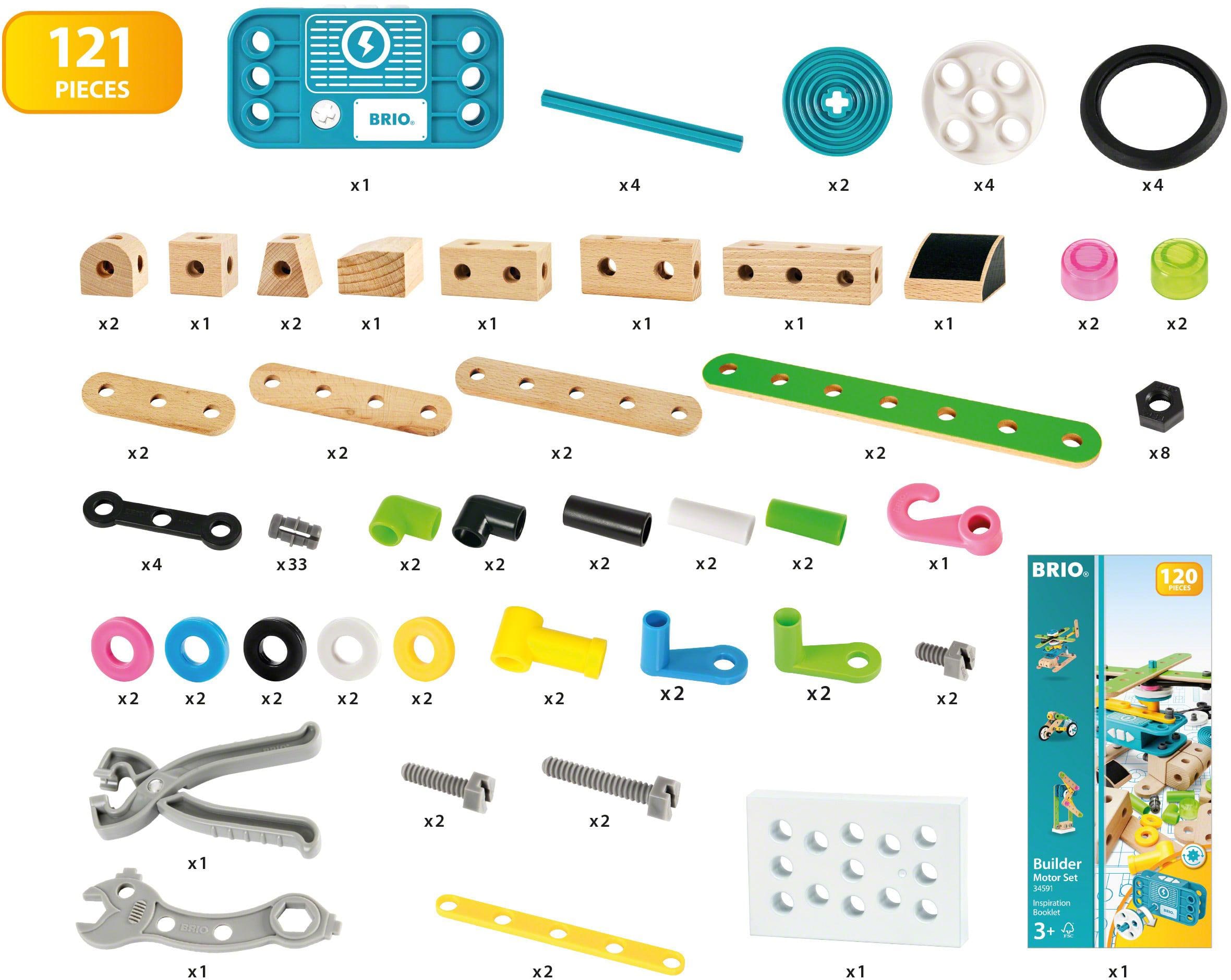 BRIO® Konstruktions-Spielset »Builder Motor-Set«, (121 St.), mit batteriebetreibenem Motor; FSC® - schützt Wald - weltweit